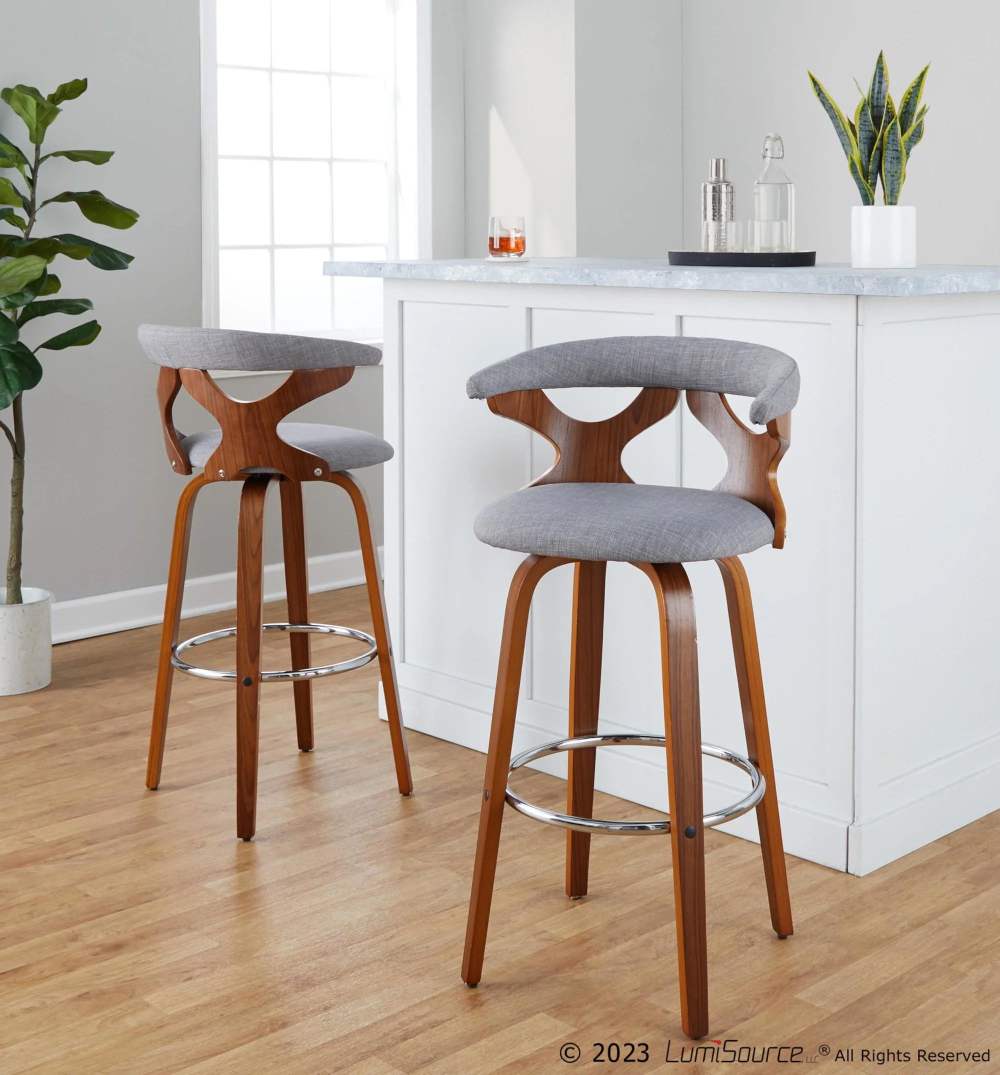 Gardenia 30" Fixed-Height Barstool - Set of 2 By LumiSource - B30-GARDFB-GRTZR2 WLWLCHAR2 - Image 11