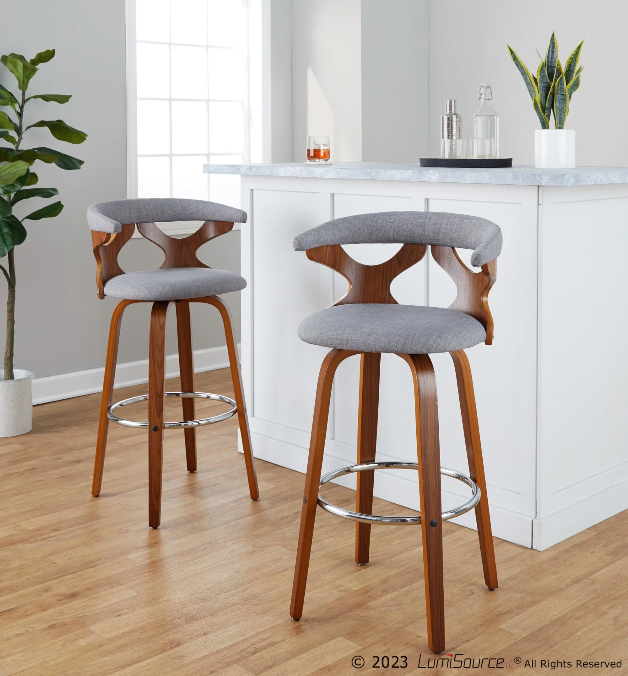 Gardenia 30" Fixed-Height Barstool - Set of 2 By LumiSource - B30-GARDFB-GRTZR2 WLWLCHAR2 - Image 12