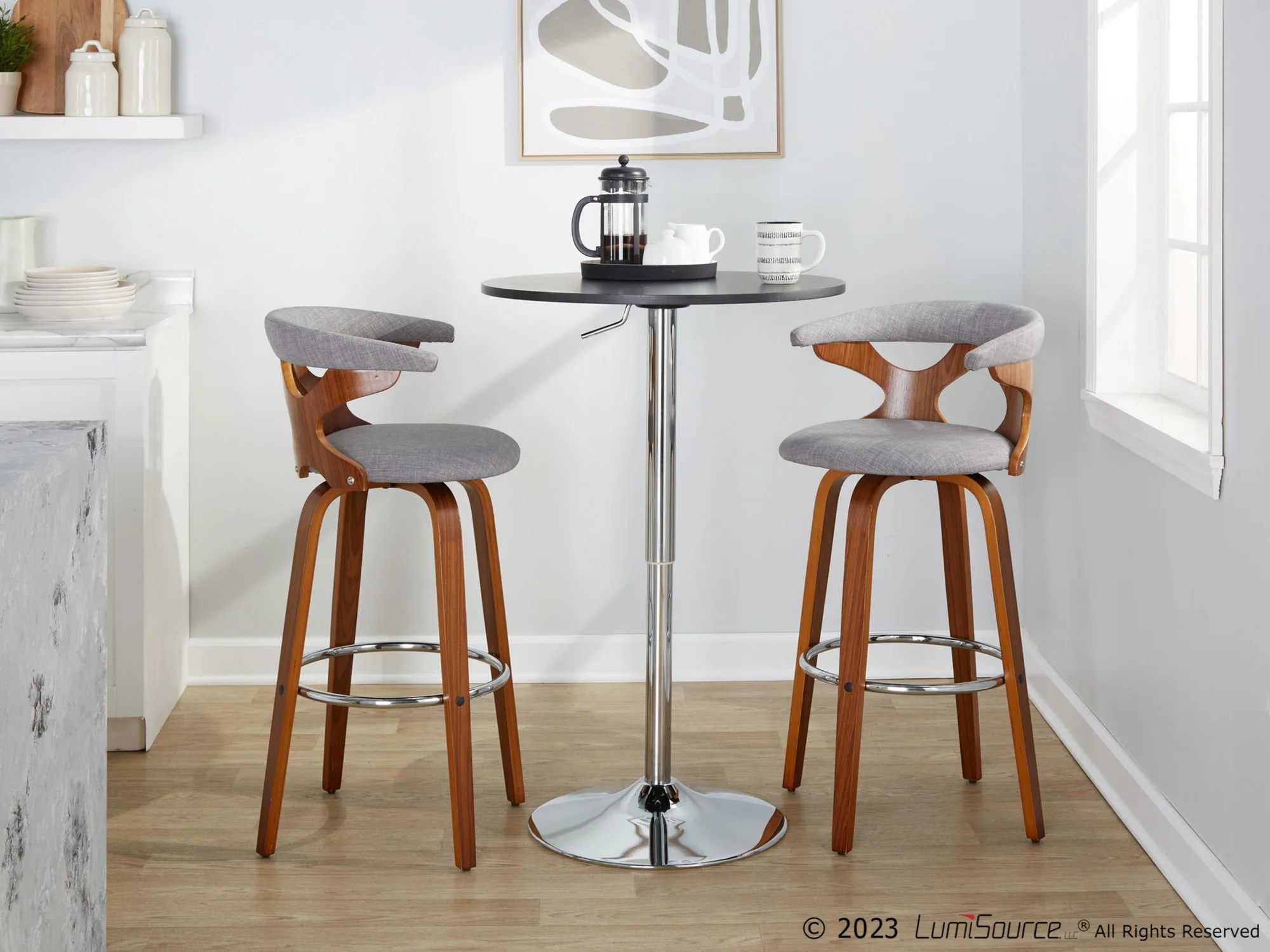 Gardenia 30" Fixed-Height Barstool - Set of 2 By LumiSource - B30-GARDFB-GRTZR2 WLWLCHAR2 - Image 13