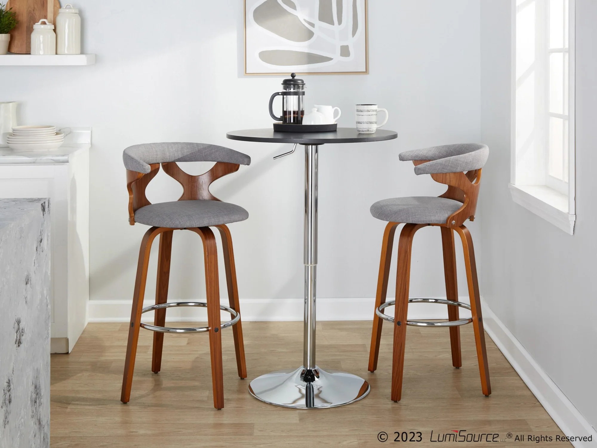 Gardenia 30" Fixed-Height Barstool - Set of 2 By LumiSource - B30-GARDFB-GRTZR2 WLWLCHAR2 - Image 14