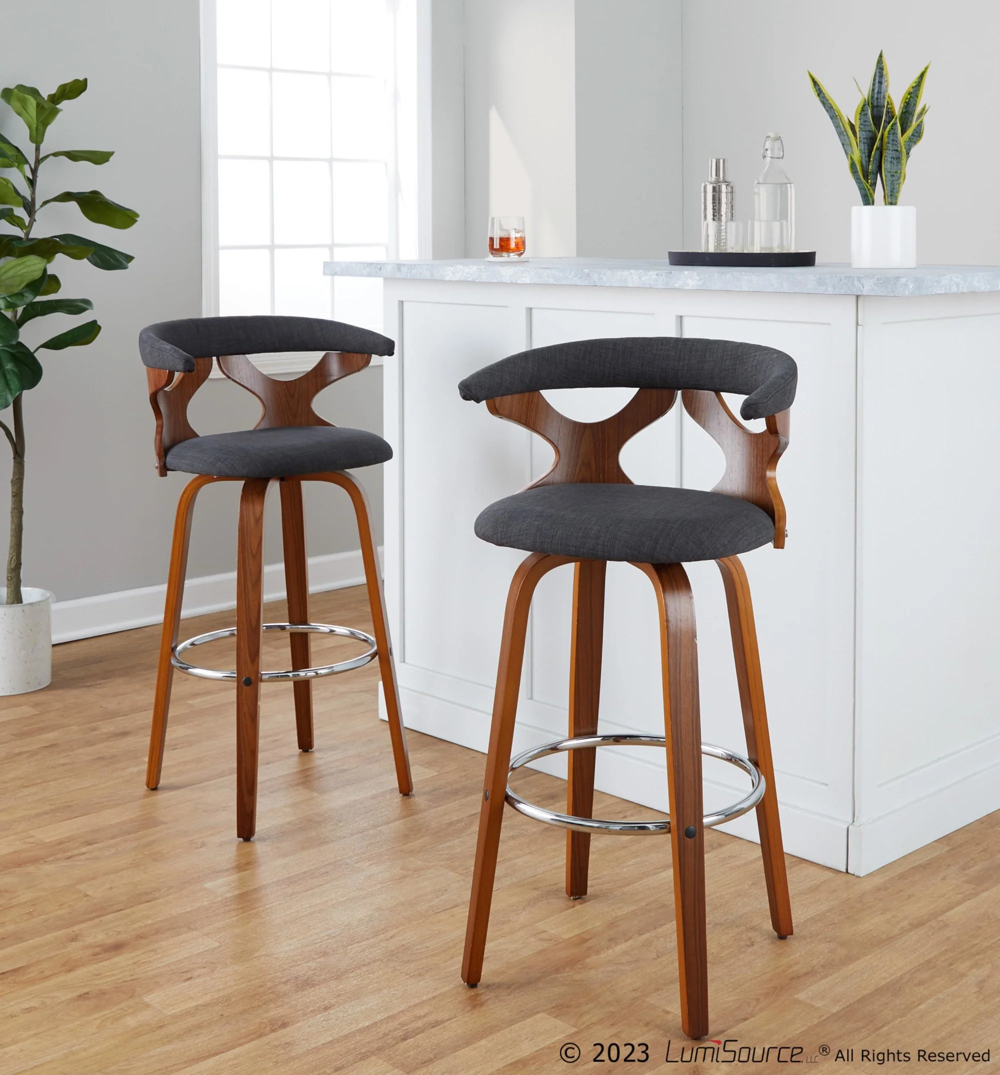 Gardenia 30" Fixed-Height Barstool - Set of 2 By LumiSource - B30-GARDFB-GRTZR2 WLWLCHAR2 - Image 2