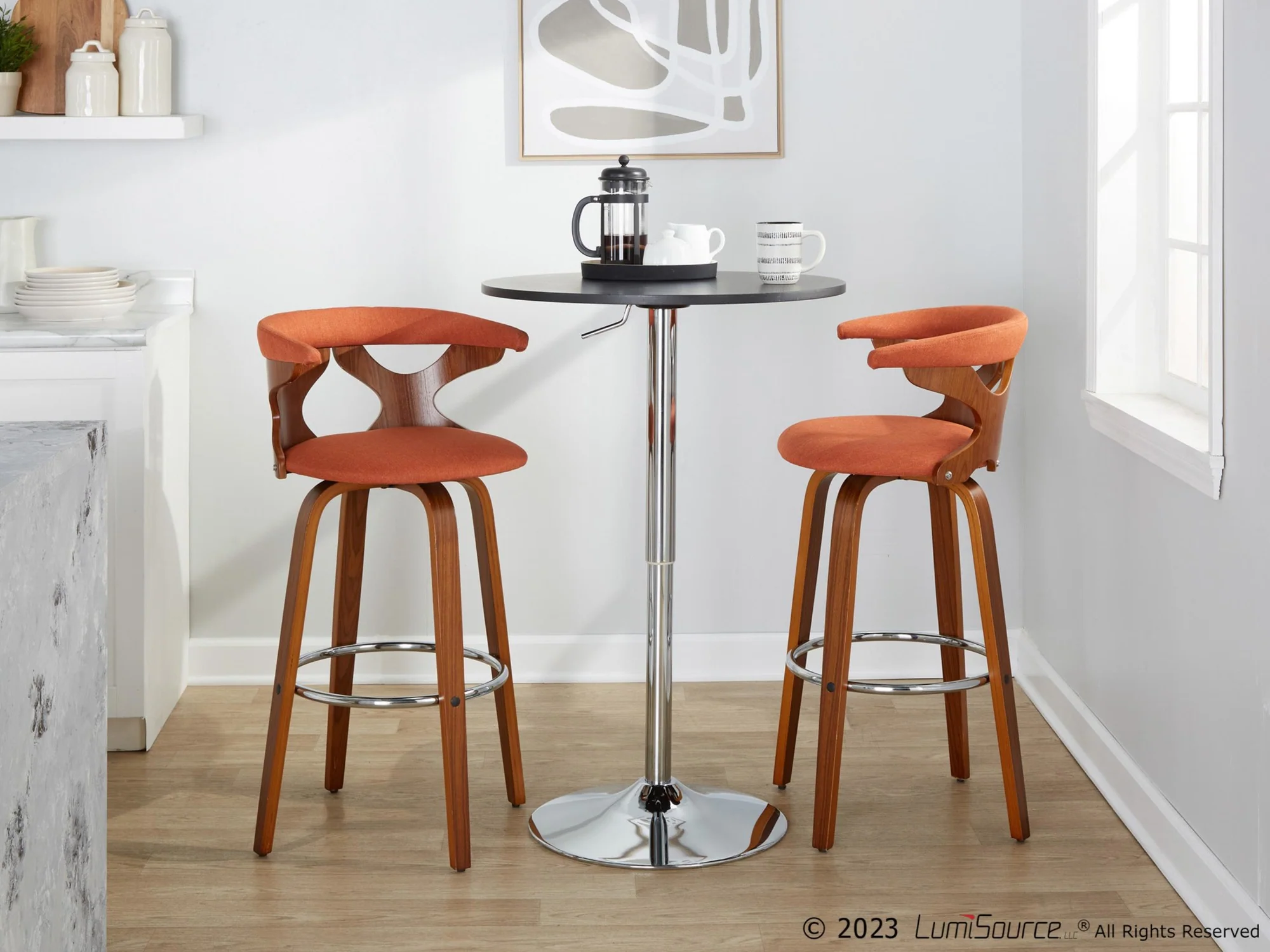 Gardenia 30" Fixed-Height Barstool - Set of 2 By LumiSource - B30-GARDFB-GRTZR2 WLWLCHAR2 - Image 21