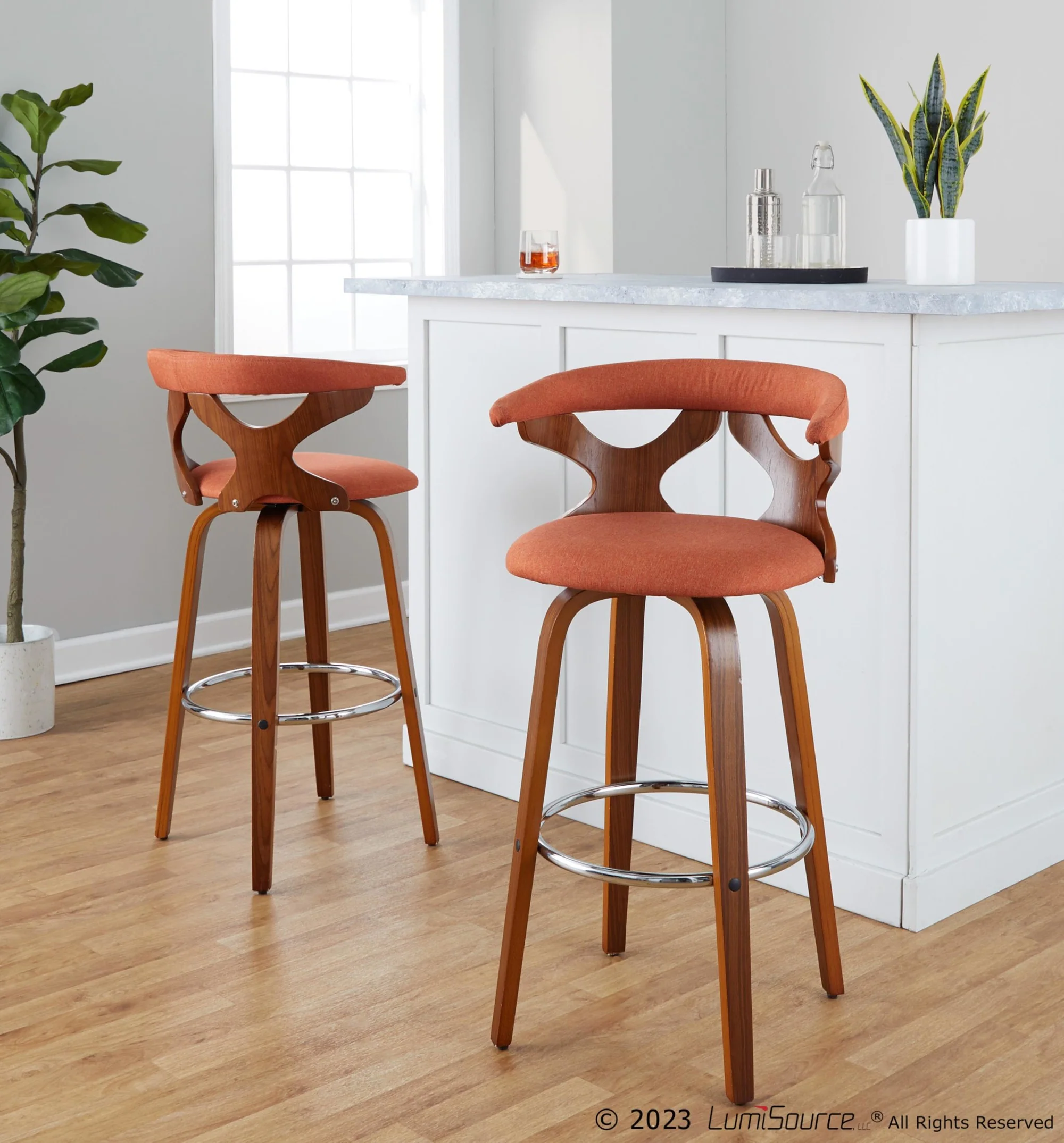 Gardenia 30" Fixed-Height Barstool - Set of 2 By LumiSource - B30-GARDFB-GRTZR2 WLWLCHAR2 - Image 22