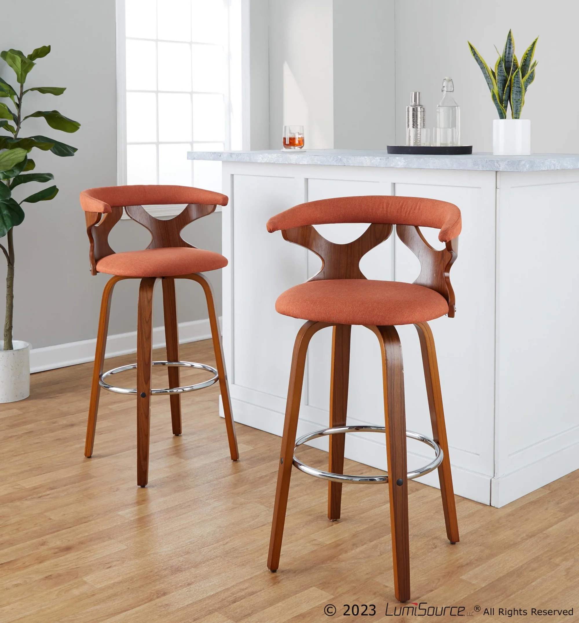 Gardenia 30" Fixed-Height Barstool - Set of 2 By LumiSource - B30-GARDFB-GRTZR2 WLWLCHAR2 - Image 23