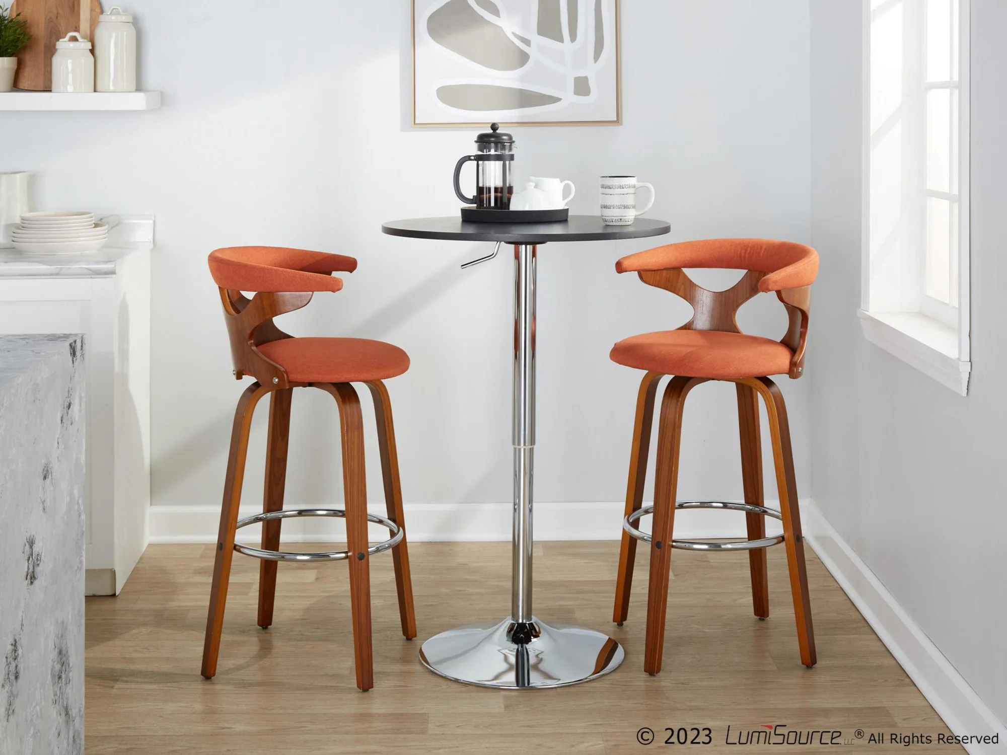 Gardenia 30" Fixed-Height Barstool - Set of 2 By LumiSource - B30-GARDFB-GRTZR2 WLWLCHAR2 - Image 24