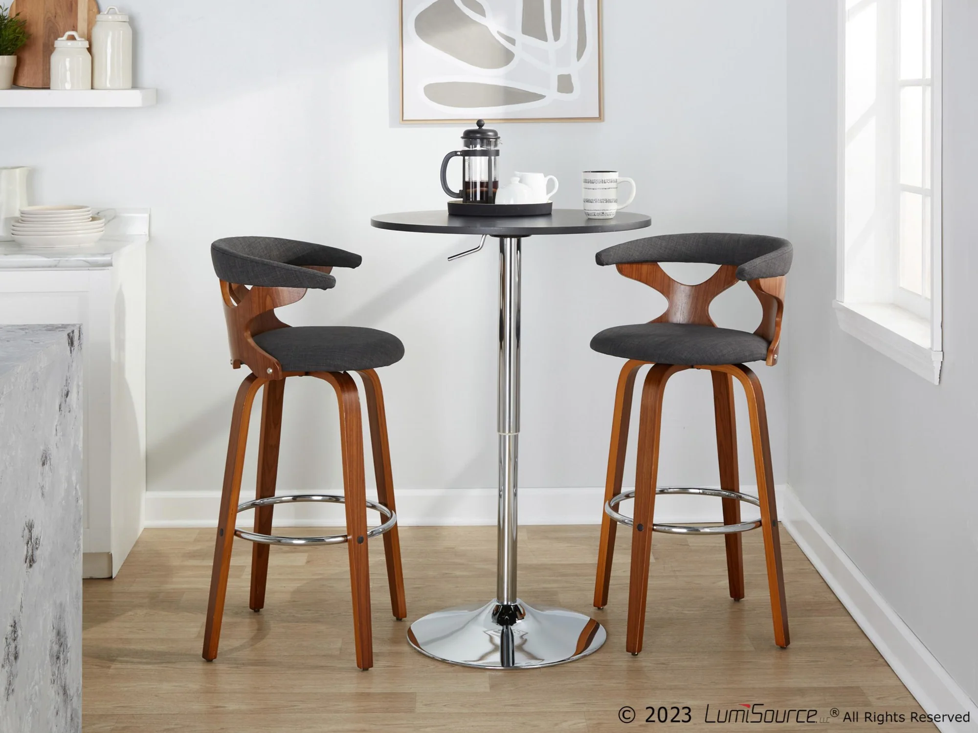 Gardenia 30" Fixed-Height Barstool - Set of 2 By LumiSource - B30-GARDFB-GRTZR2 WLWLCHAR2 - Image 3