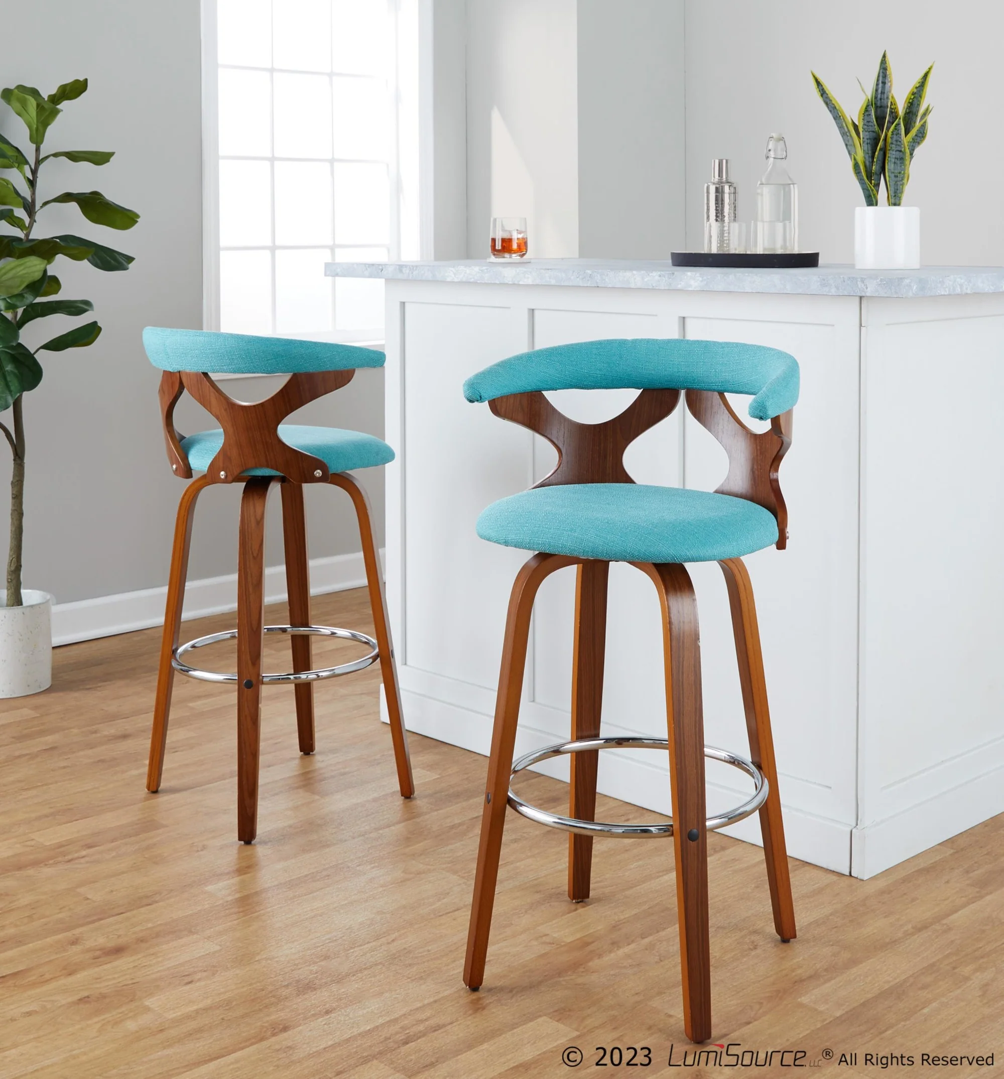 Gardenia 30" Fixed-Height Barstool - Set of 2 By LumiSource - B30-GARDFB-GRTZR2 WLWLCHAR2 - Image 31