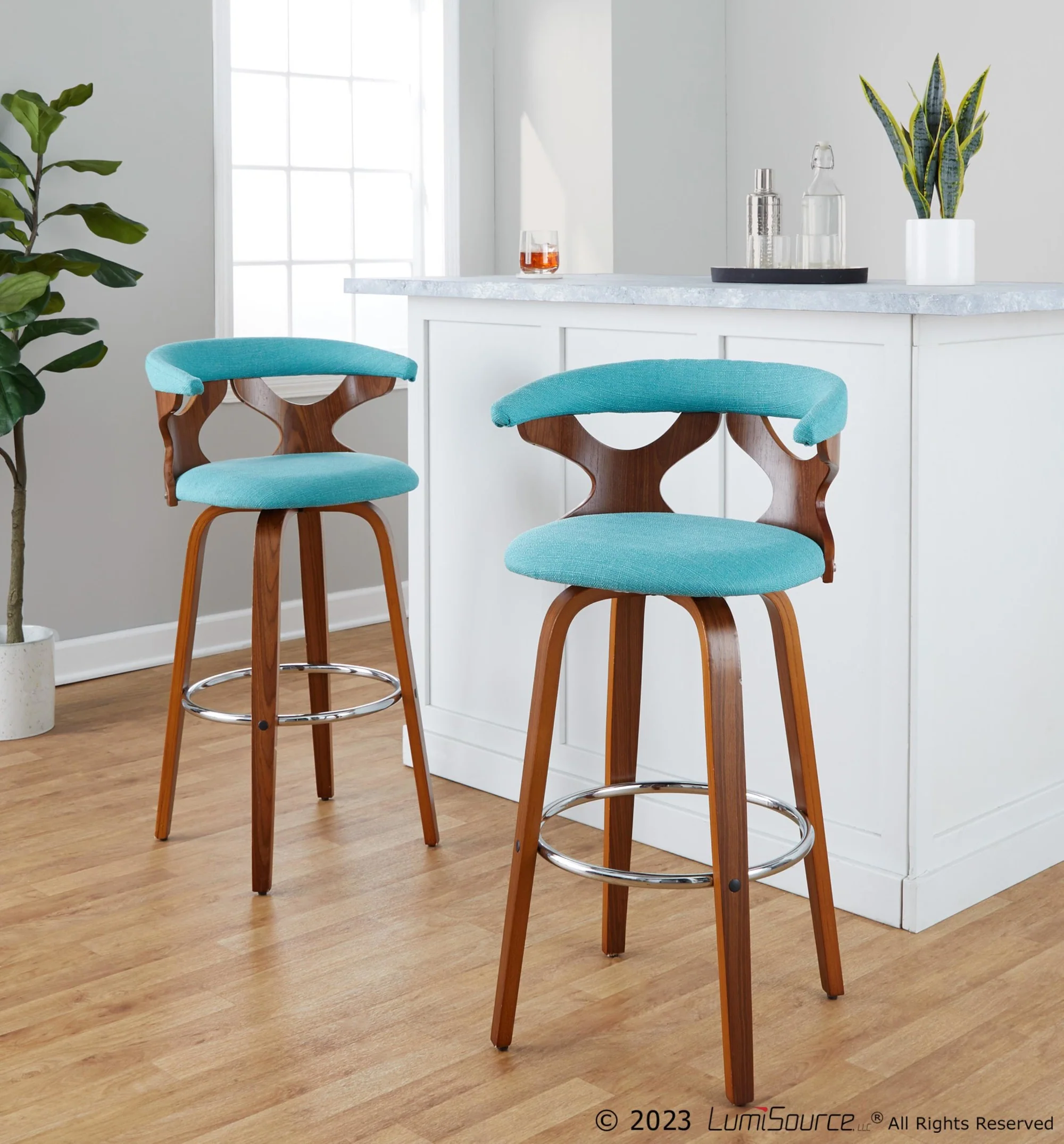 Gardenia 30" Fixed-Height Barstool - Set of 2 By LumiSource - B30-GARDFB-GRTZR2 WLWLCHAR2 - Image 32