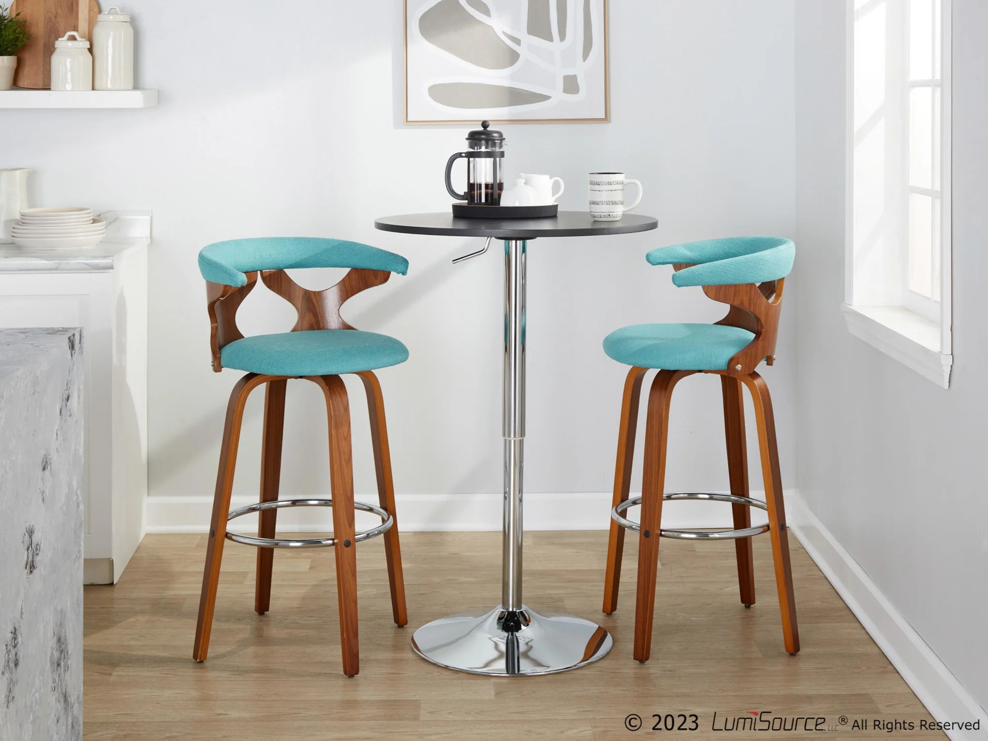 Gardenia 30" Fixed-Height Barstool - Set of 2 By LumiSource - B30-GARDFB-GRTZR2 WLWLCHAR2 - Image 34