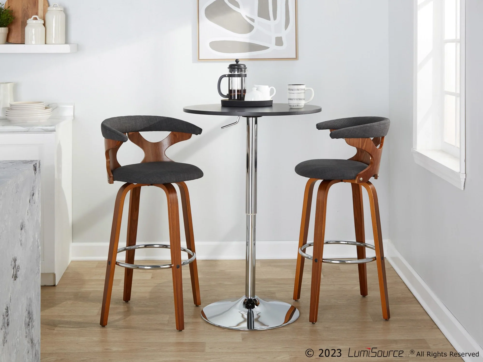 Gardenia 30" Fixed-Height Barstool - Set of 2 By LumiSource - B30-GARDFB-GRTZR2 WLWLCHAR2 - Image 4
