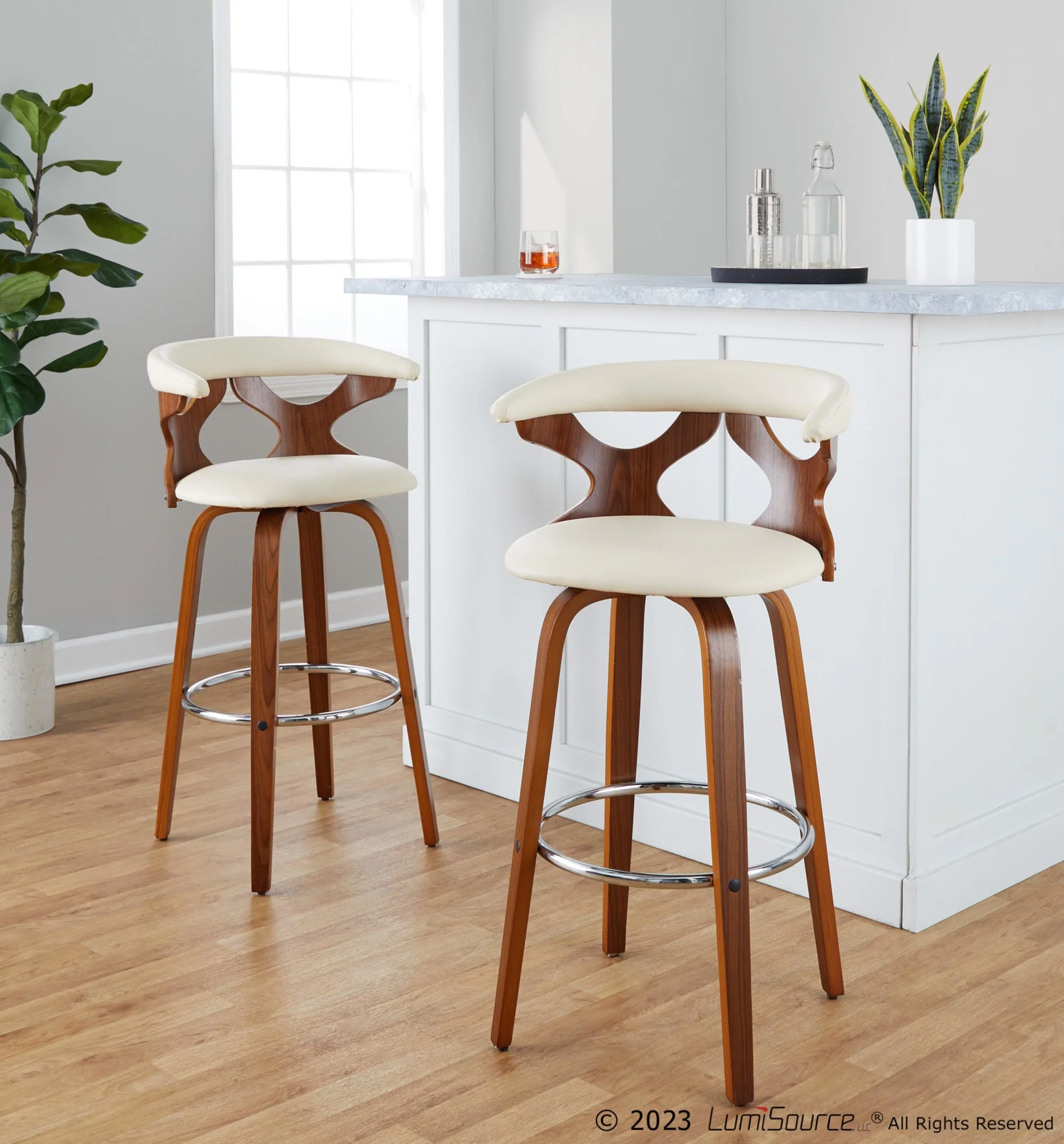 Gardenia 30" Fixed-Height Barstool - Set of 2 By LumiSource - B30-GARDPU-GRTZR2 WLWLCR2 - Image 2