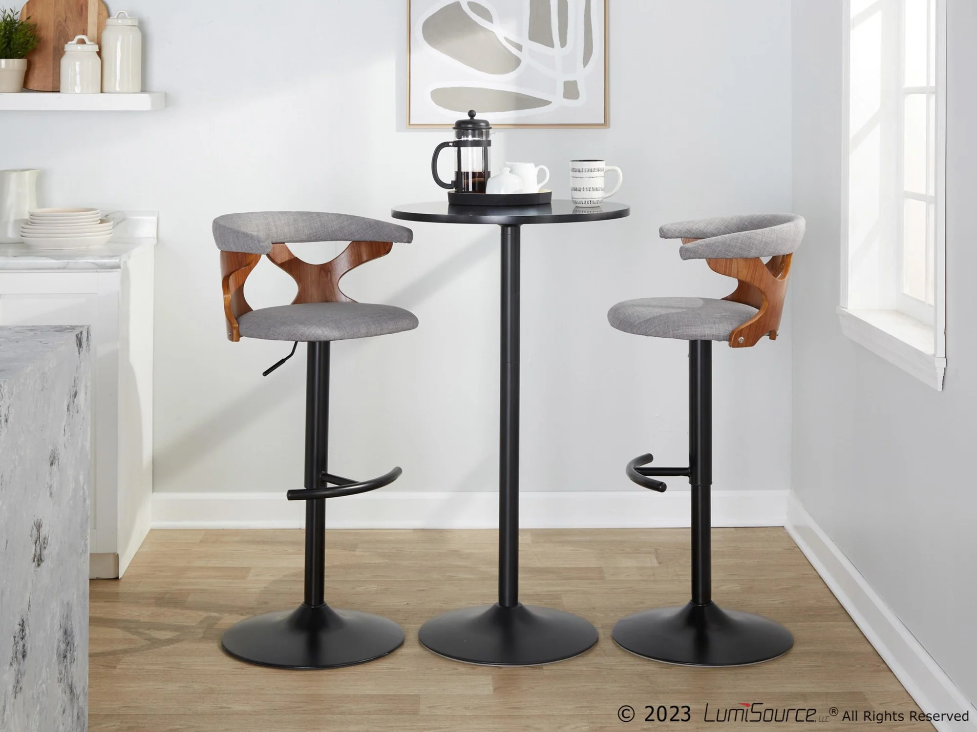 Gardenia Adjustable Barstool - Set of 2 By LumiSource - BS-GARDFB-RT2 BKWLCHAR2 - Image 11