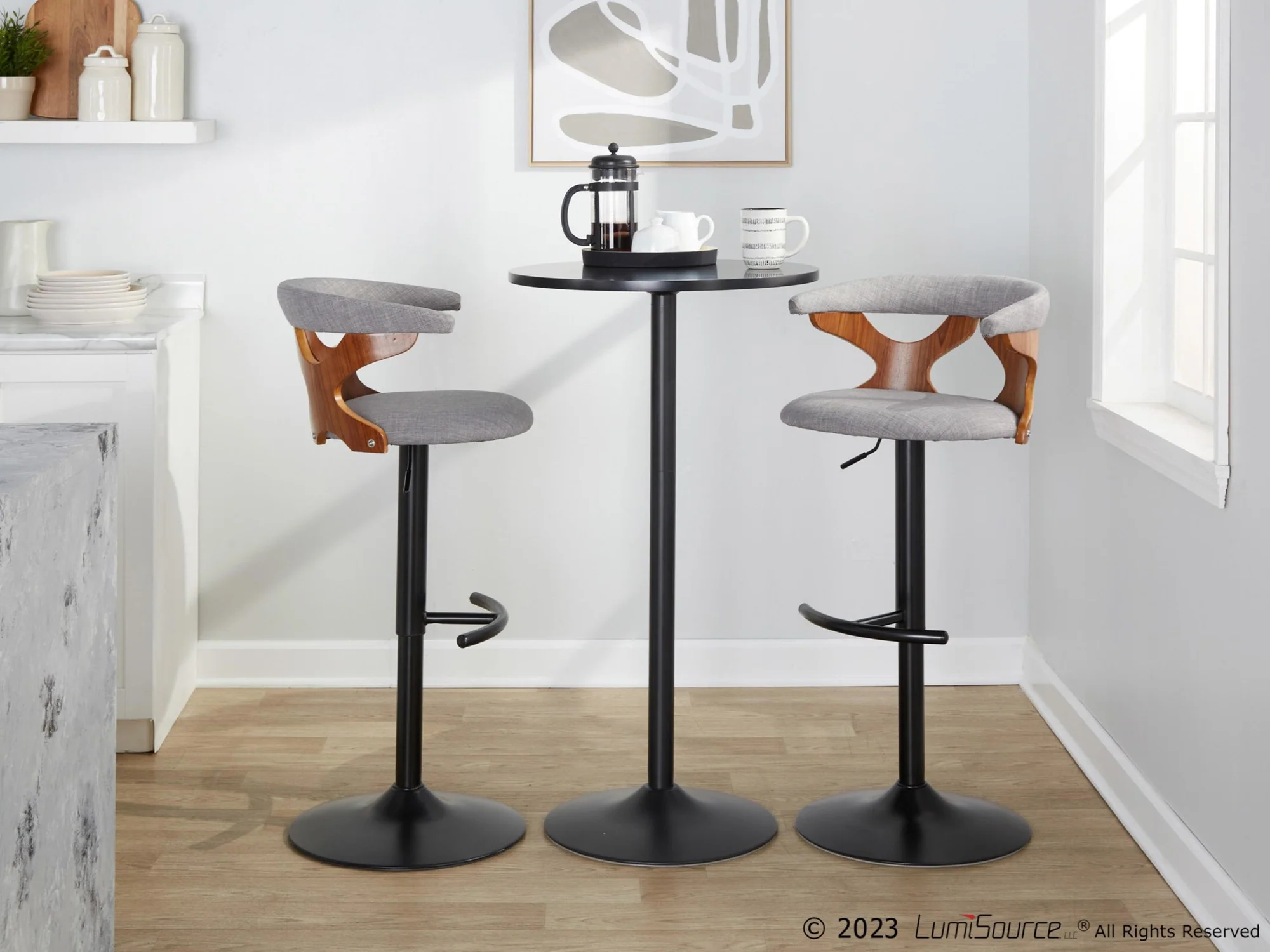 Gardenia Adjustable Barstool - Set of 2 By LumiSource - BS-GARDFB-RT2 BKWLCHAR2 - Image 12