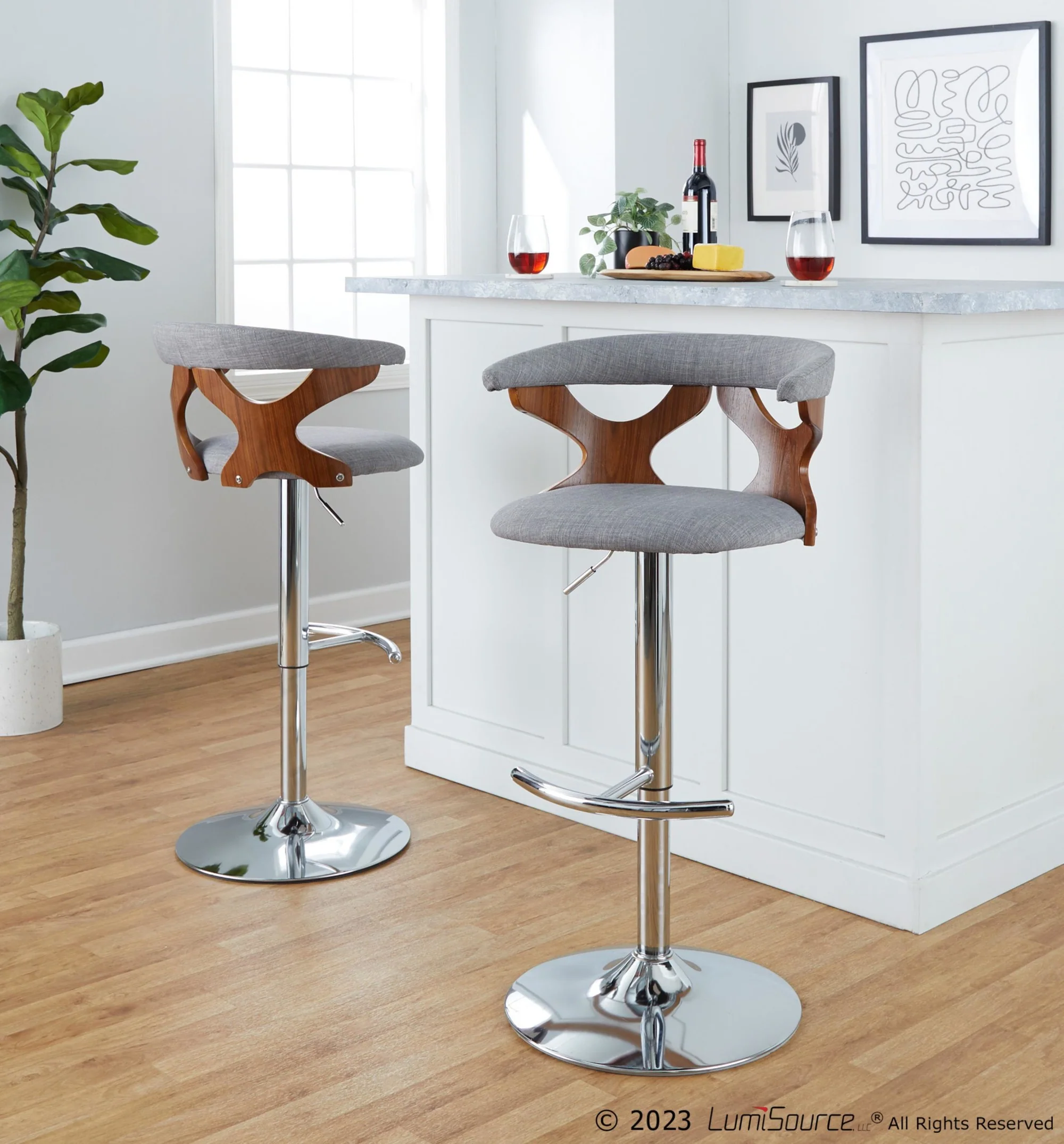 Gardenia Adjustable Barstool - Set of 2 By LumiSource - BS-GARDFB-RT2 BKWLCHAR2 - Image 13