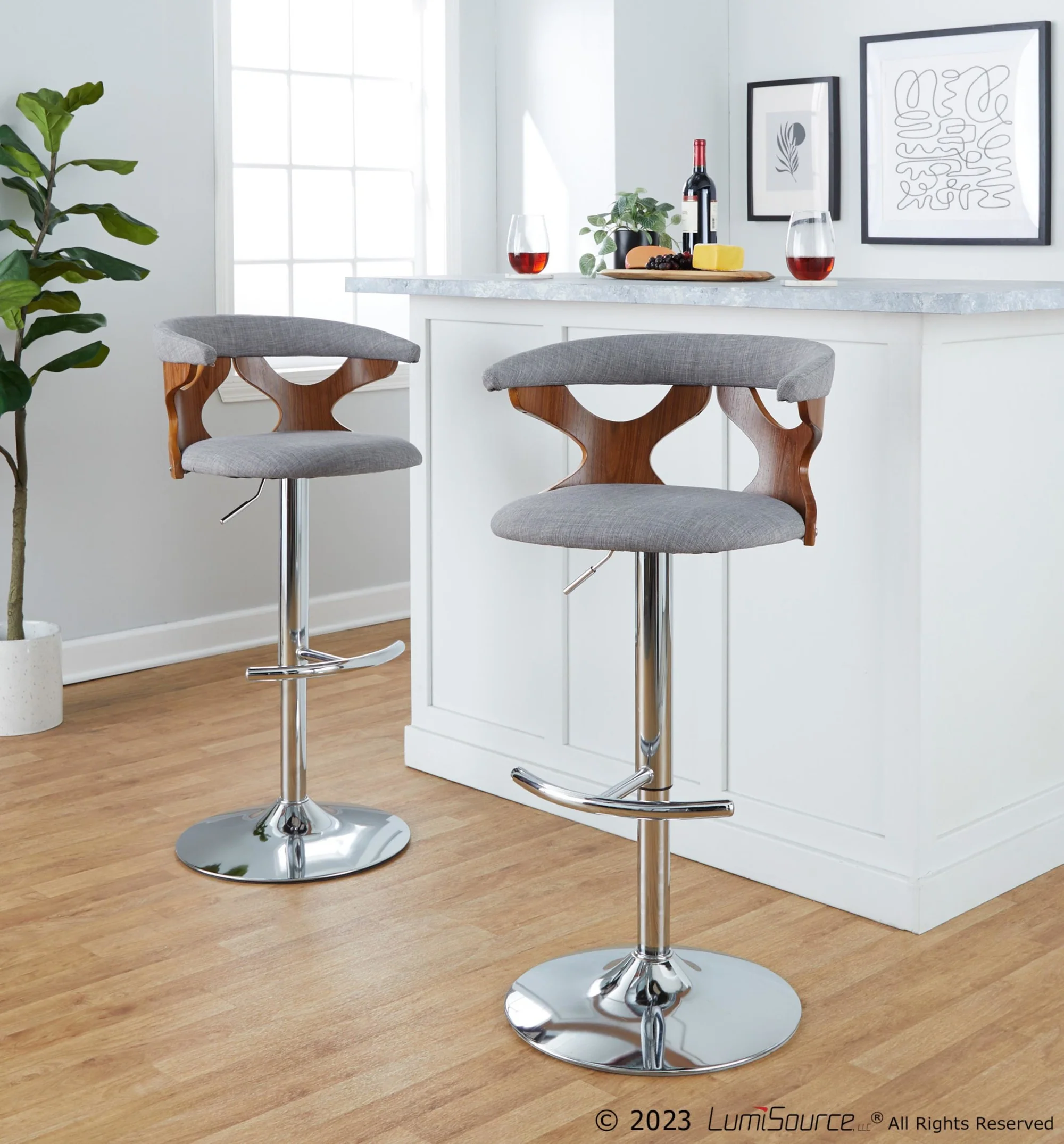 Gardenia Adjustable Barstool - Set of 2 By LumiSource - BS-GARDFB-RT2 BKWLCHAR2 - Image 14