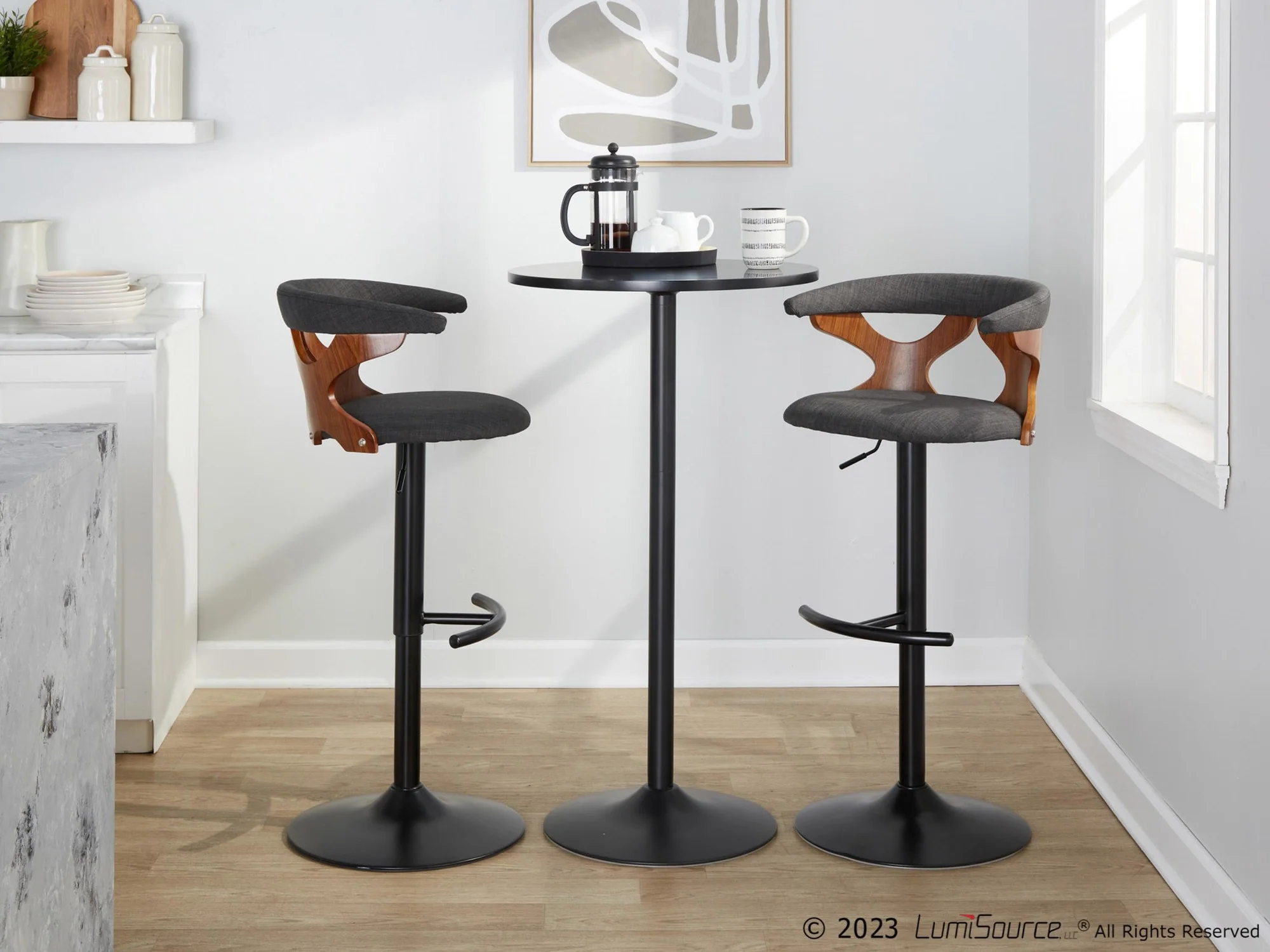 Gardenia Adjustable Barstool - Set of 2 By LumiSource - BS-GARDFB-RT2 BKWLCHAR2 - Image 2