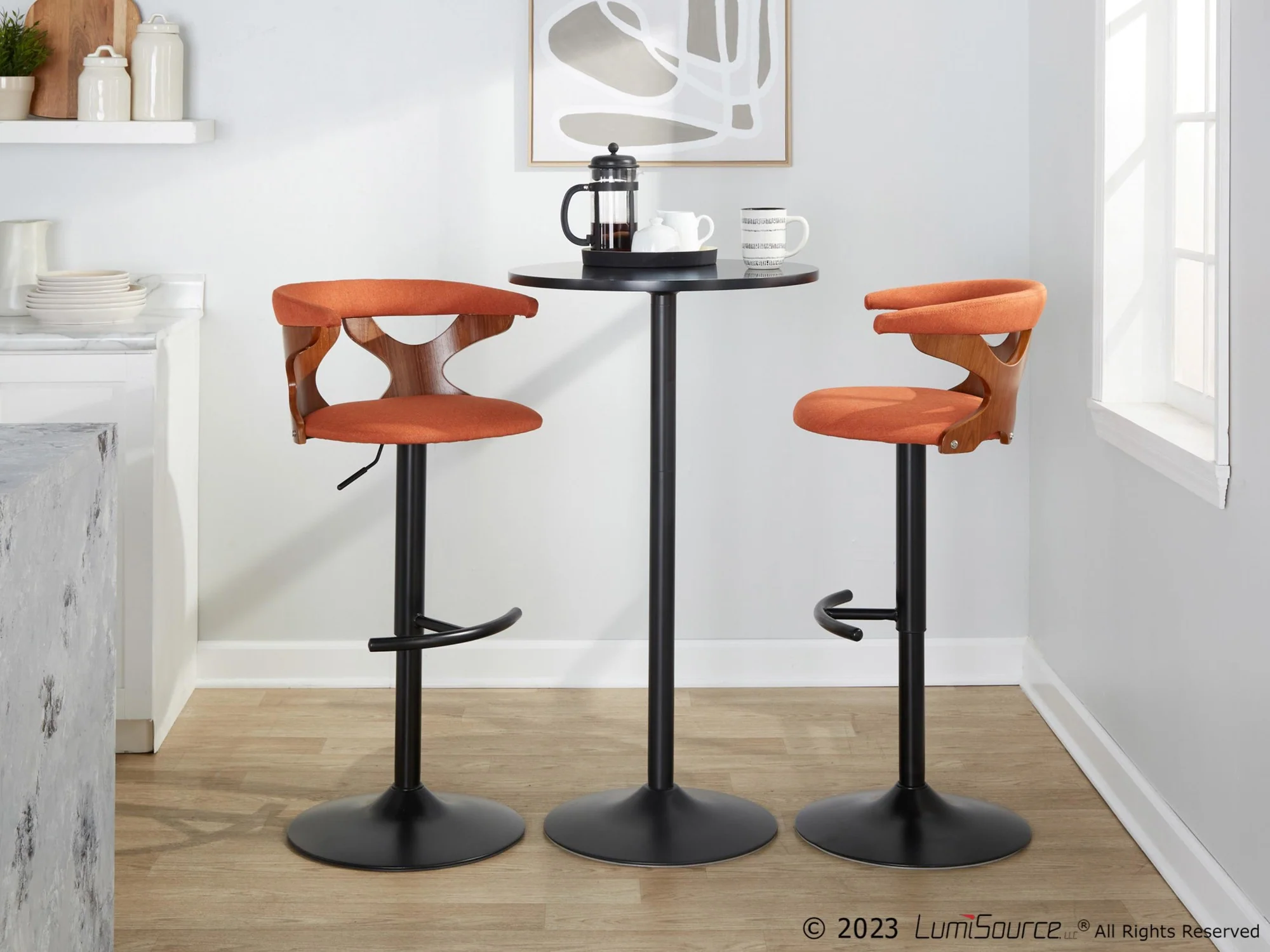 Gardenia Adjustable Barstool - Set of 2 By LumiSource - BS-GARDFB-RT2 BKWLCHAR2 - Image 21