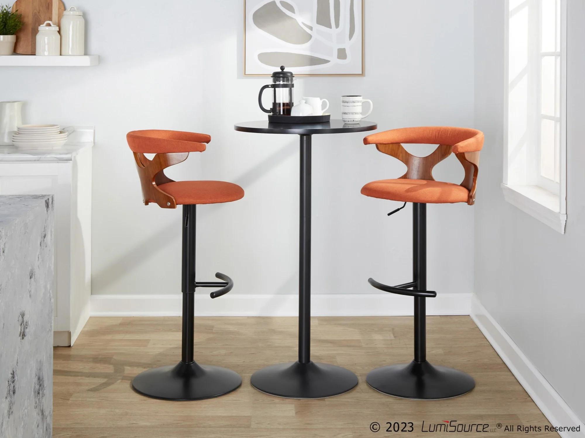 Gardenia Adjustable Barstool - Set of 2 By LumiSource - BS-GARDFB-RT2 BKWLCHAR2 - Image 22