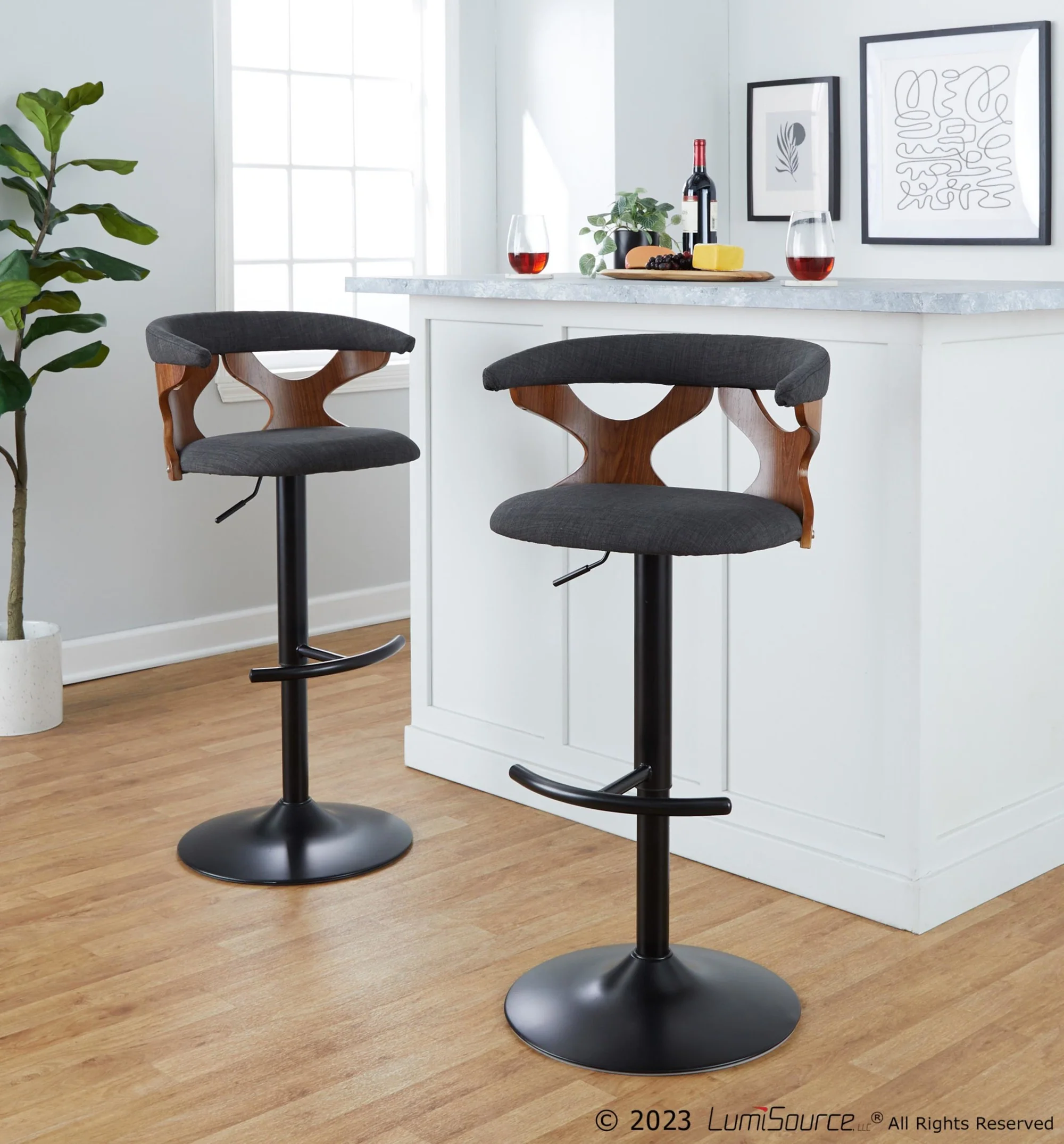Gardenia Adjustable Barstool - Set of 2 By LumiSource - BS-GARDFB-RT2 BKWLCHAR2 - Image 3