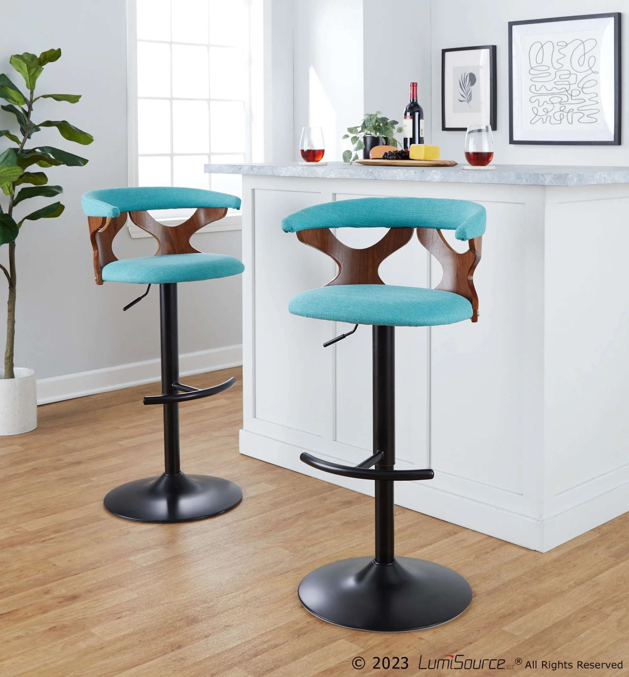Gardenia Adjustable Barstool - Set of 2 By LumiSource - BS-GARDFB-RT2 BKWLCHAR2 - Image 31