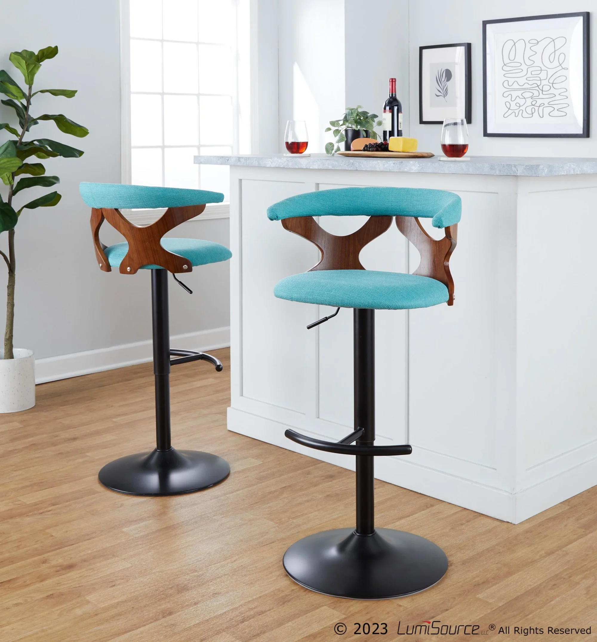 Gardenia Adjustable Barstool - Set of 2 By LumiSource - BS-GARDFB-RT2 BKWLCHAR2 - Image 32