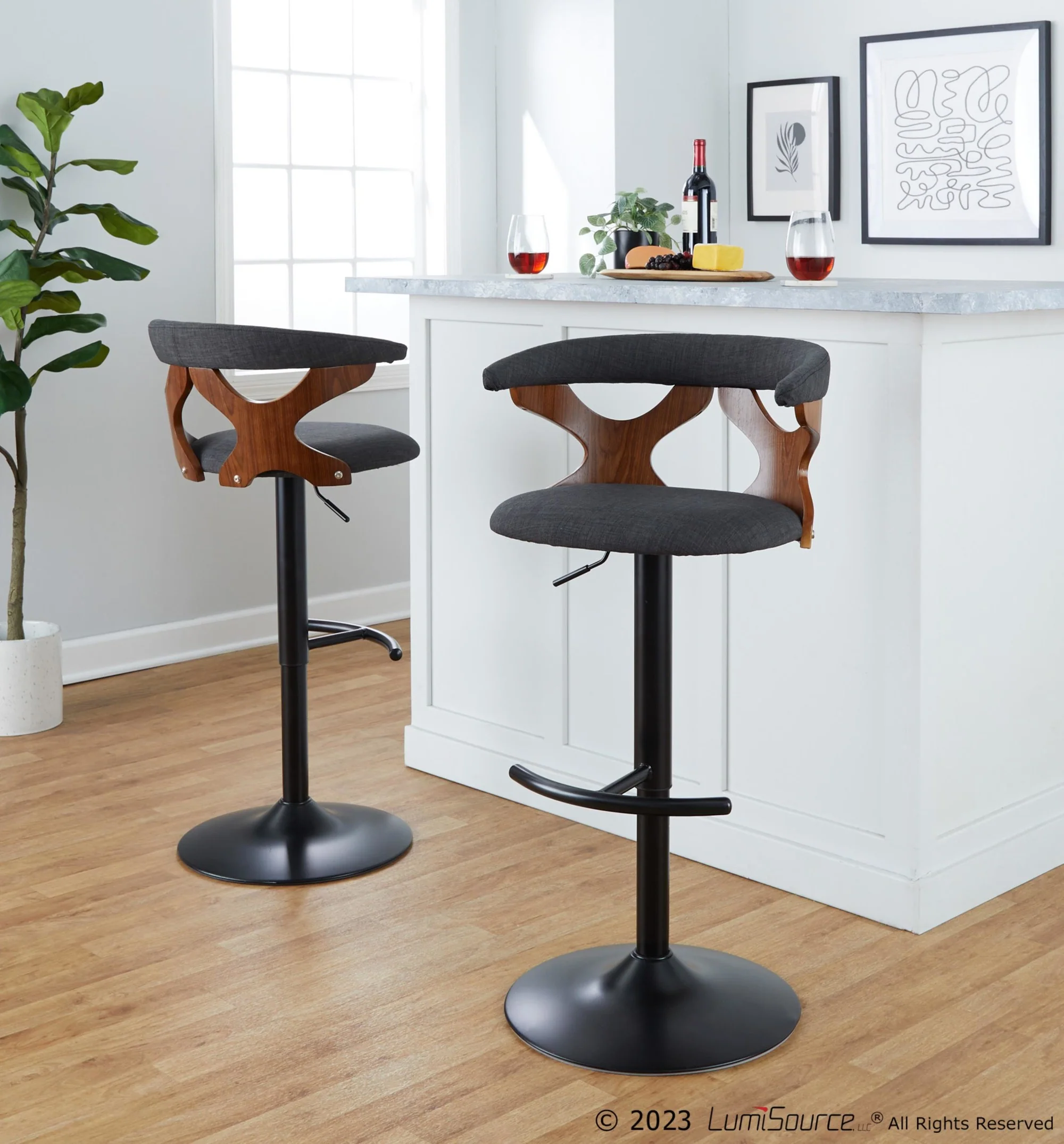 Gardenia Adjustable Barstool - Set of 2 By LumiSource - BS-GARDFB-RT2 BKWLCHAR2 - Image 4