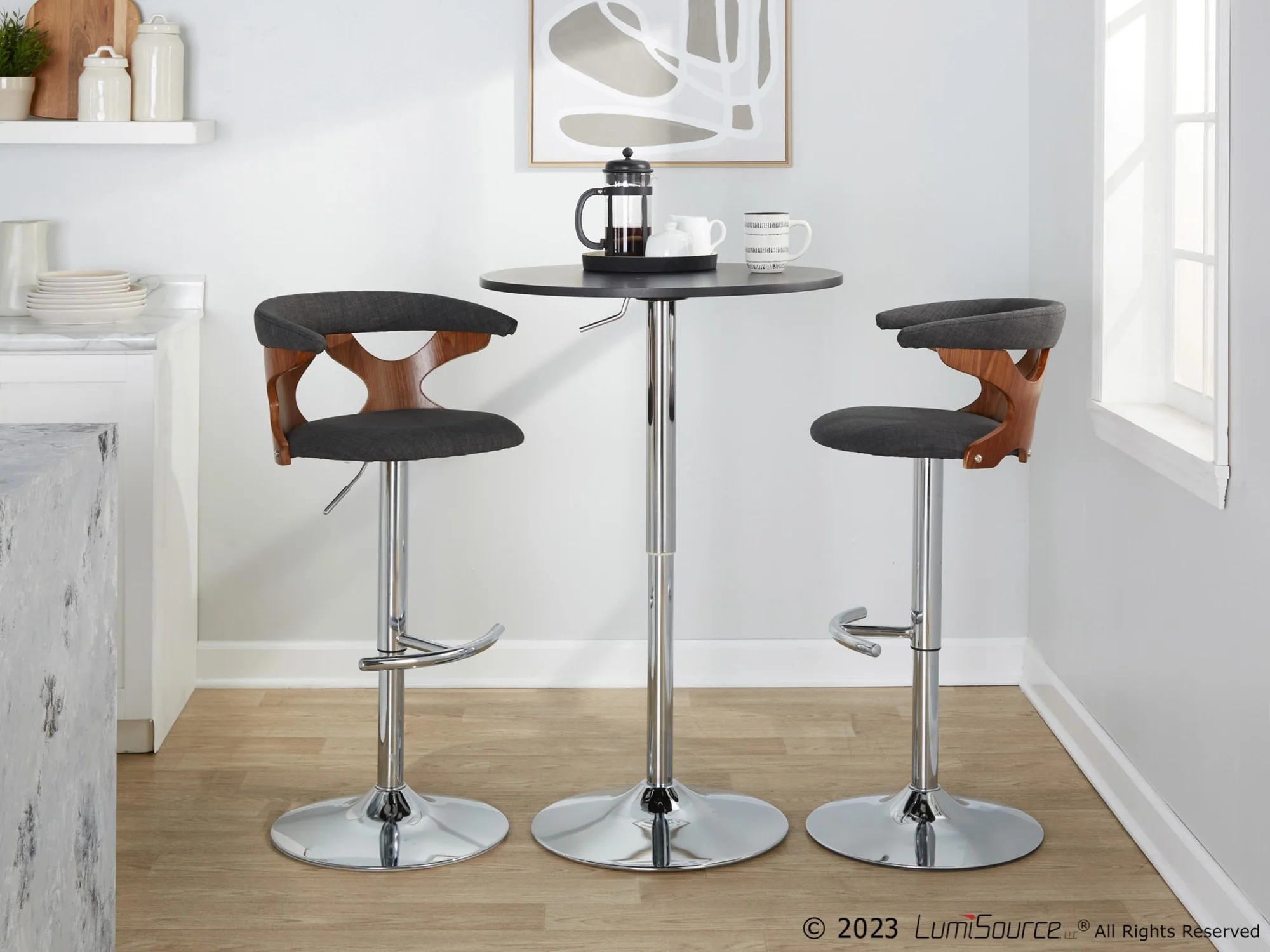 Gardenia Adjustable Barstool - Set of 2 By LumiSource - BS-GARDFB-RT2 CHRWLCHAR2 - Image 2