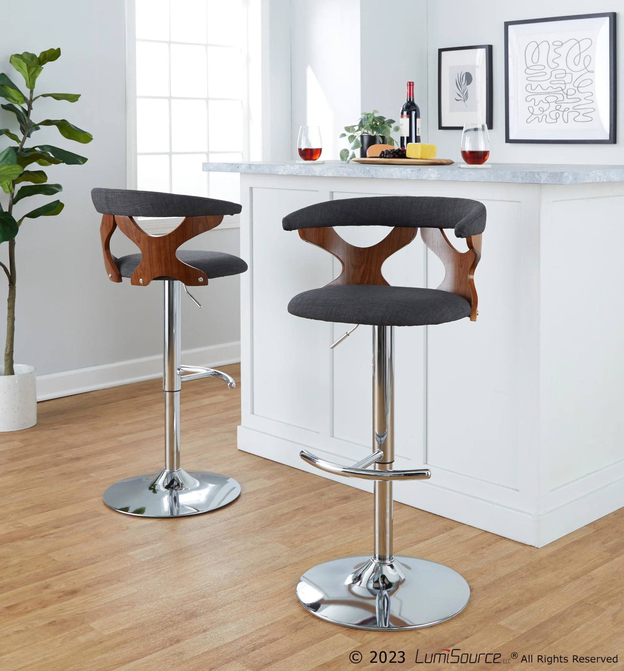 Gardenia Adjustable Barstool - Set of 2 By LumiSource - BS-GARDFB-RT2 CHRWLCHAR2 - Image 3