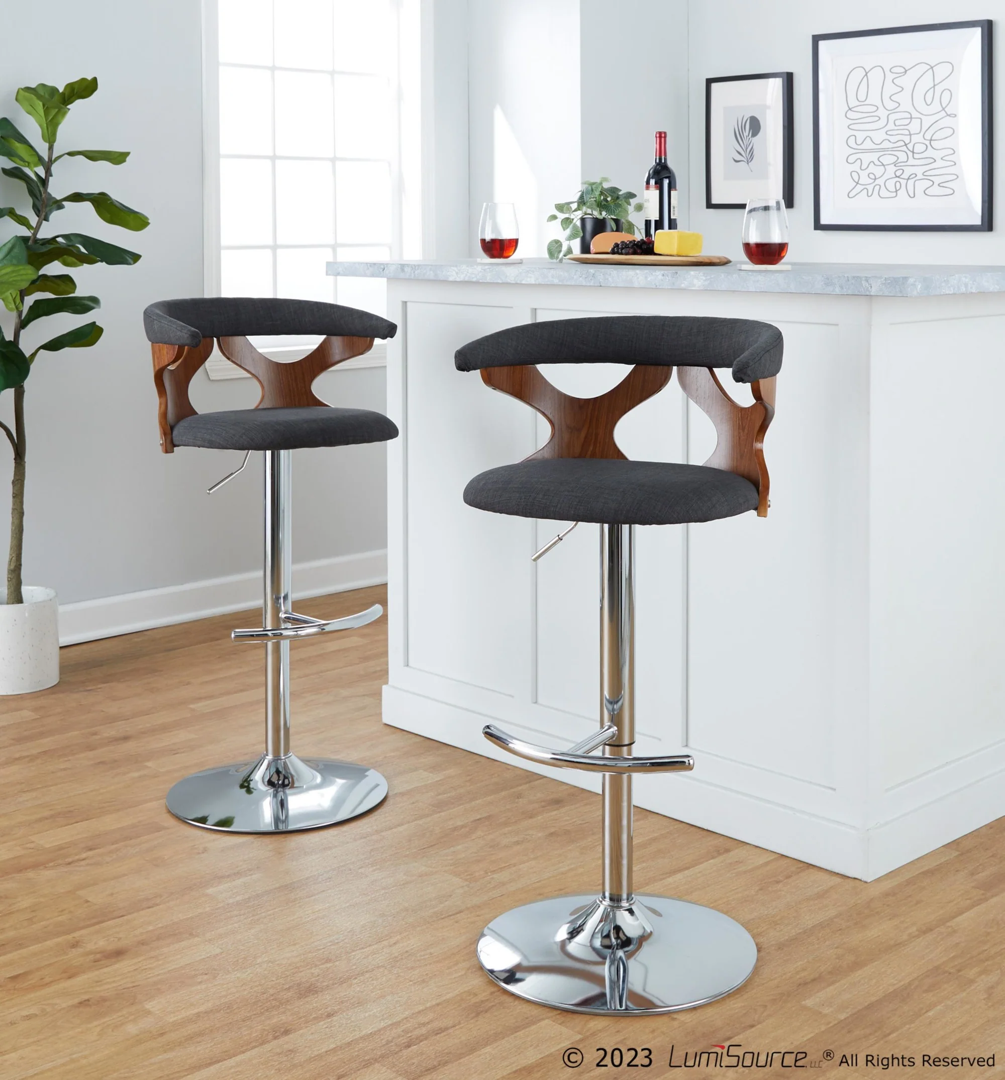 Gardenia Adjustable Barstool - Set of 2 By LumiSource - BS-GARDFB-RT2 CHRWLCHAR2 - Image 4