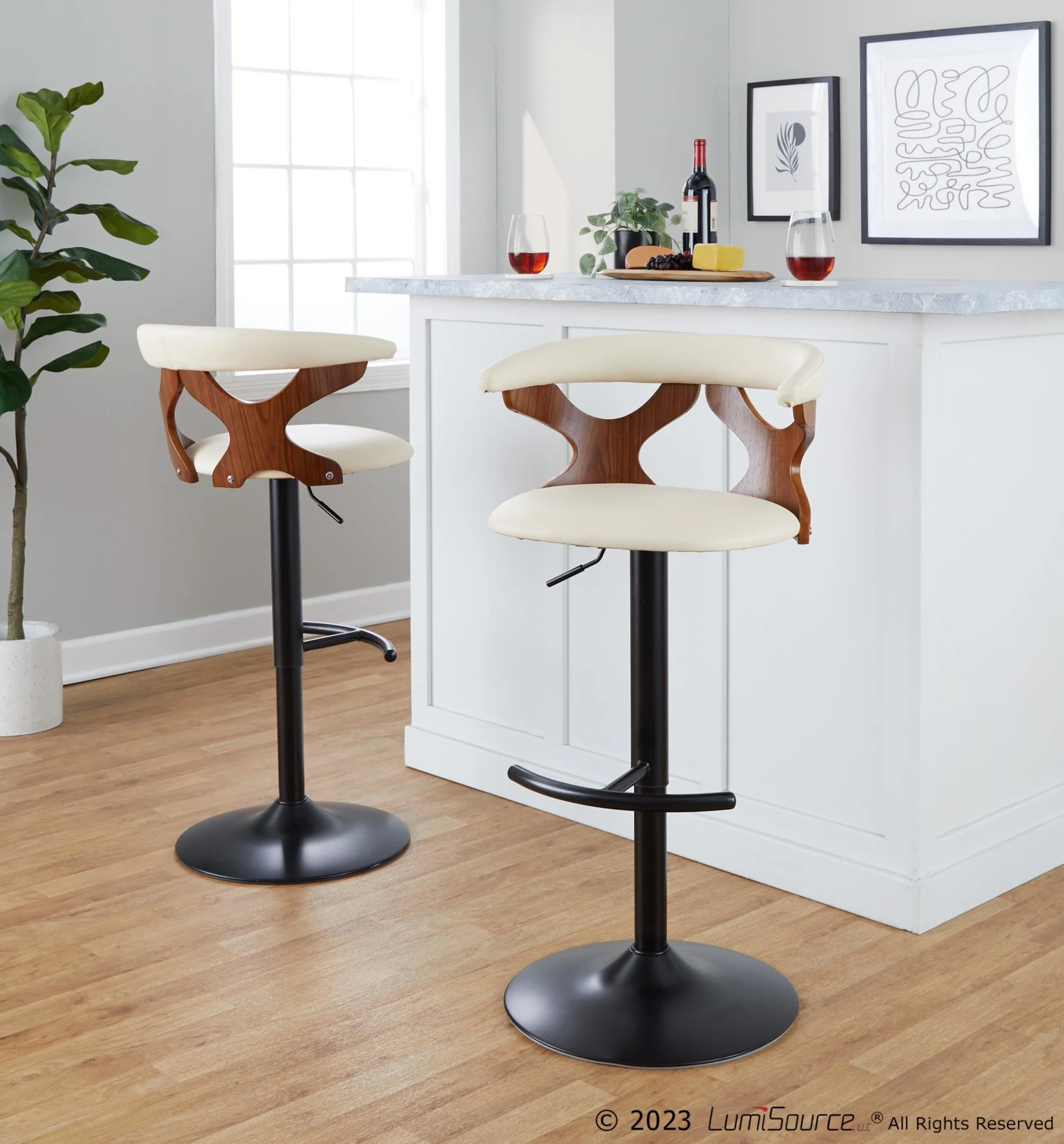 Gardenia Adjustable Barstool - Set of 2 By LumiSource - BS-GARDPU-RT2 BKNACR2 - Image 13