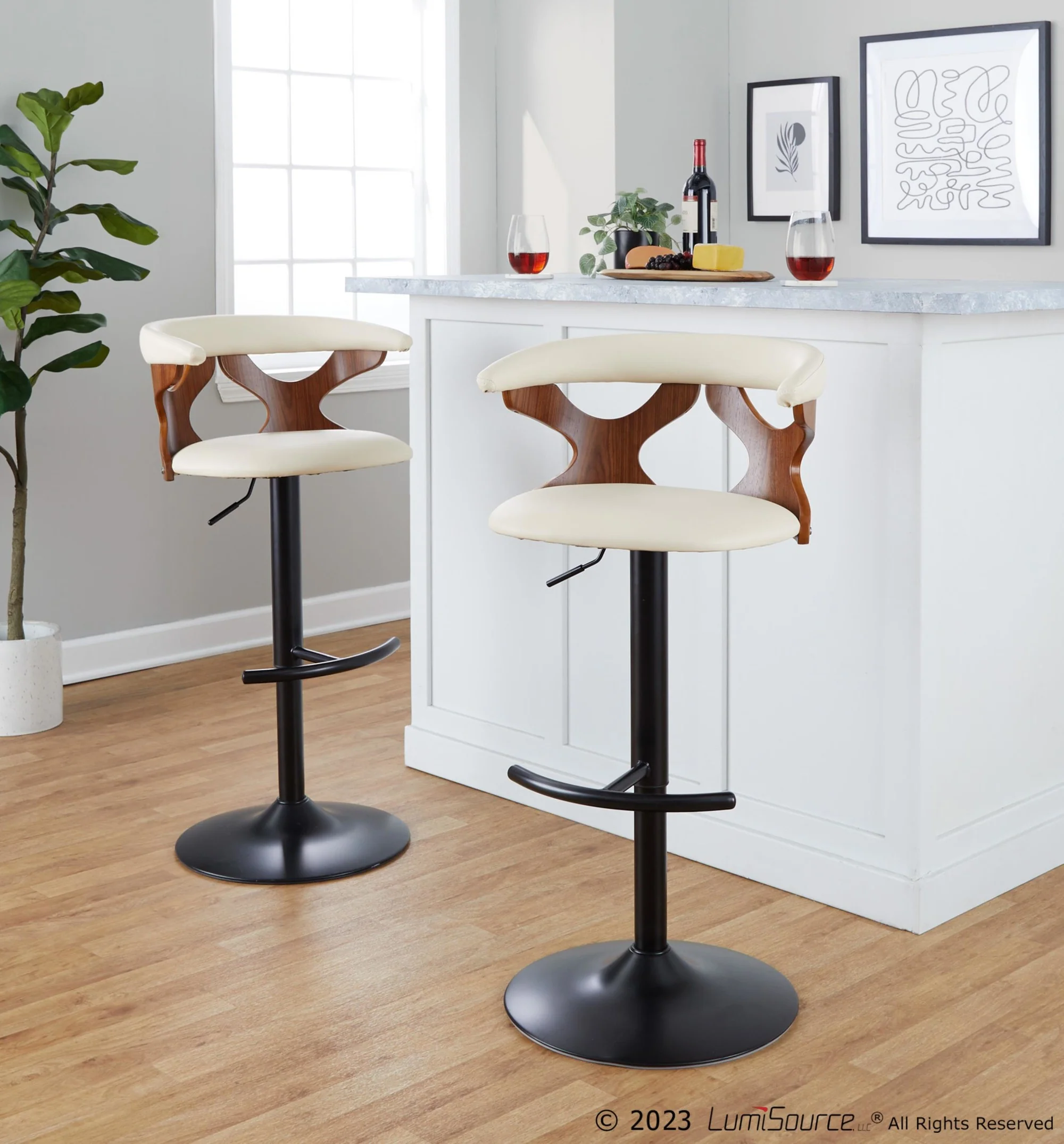 Gardenia Adjustable Barstool - Set of 2 By LumiSource - BS-GARDPU-RT2 BKNACR2 - Image 14