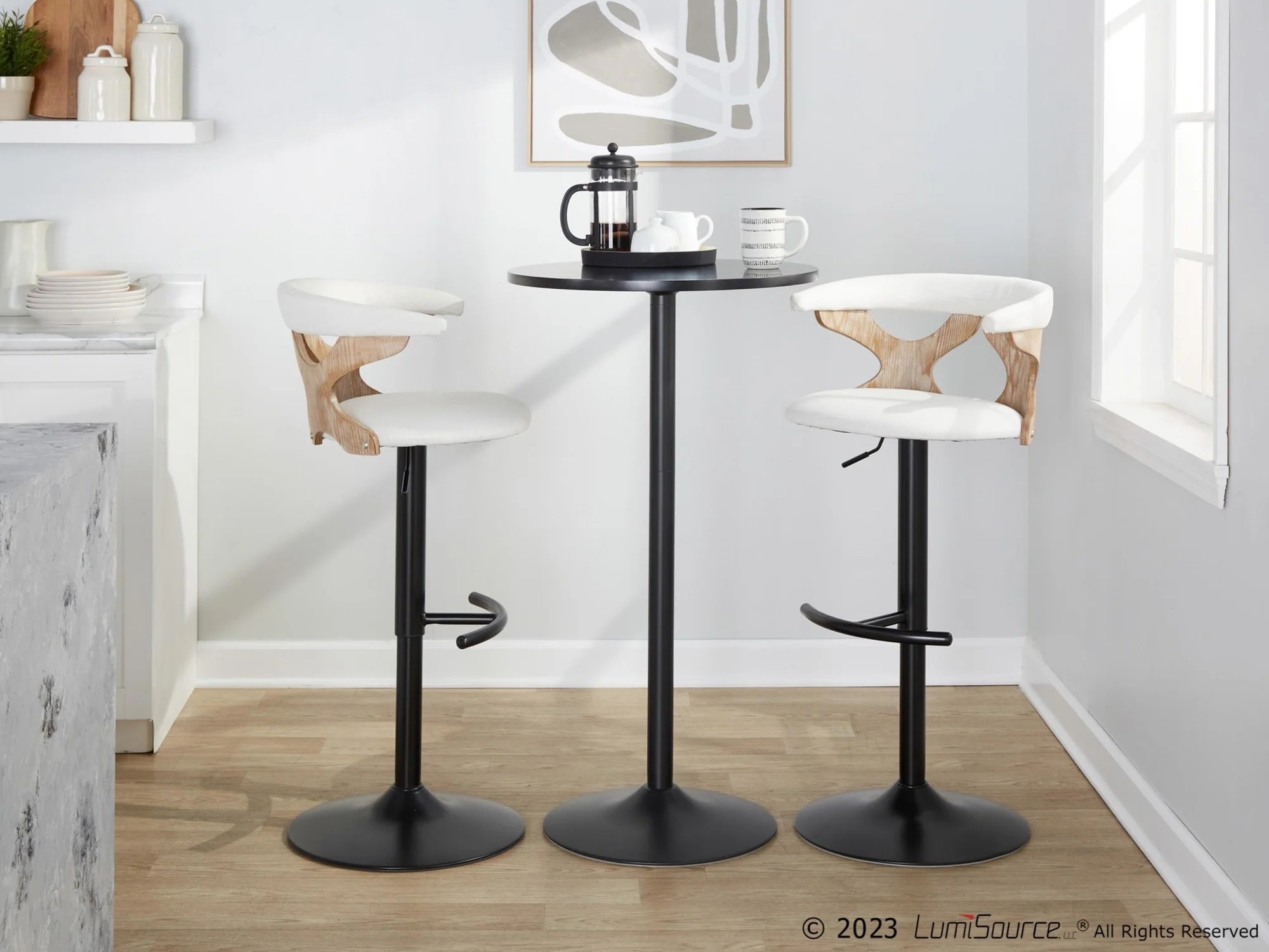 Gardenia Adjustable Barstool - Set of 2 By LumiSource - BS-GARDPU-RT2 BKNACR2 - Image 2