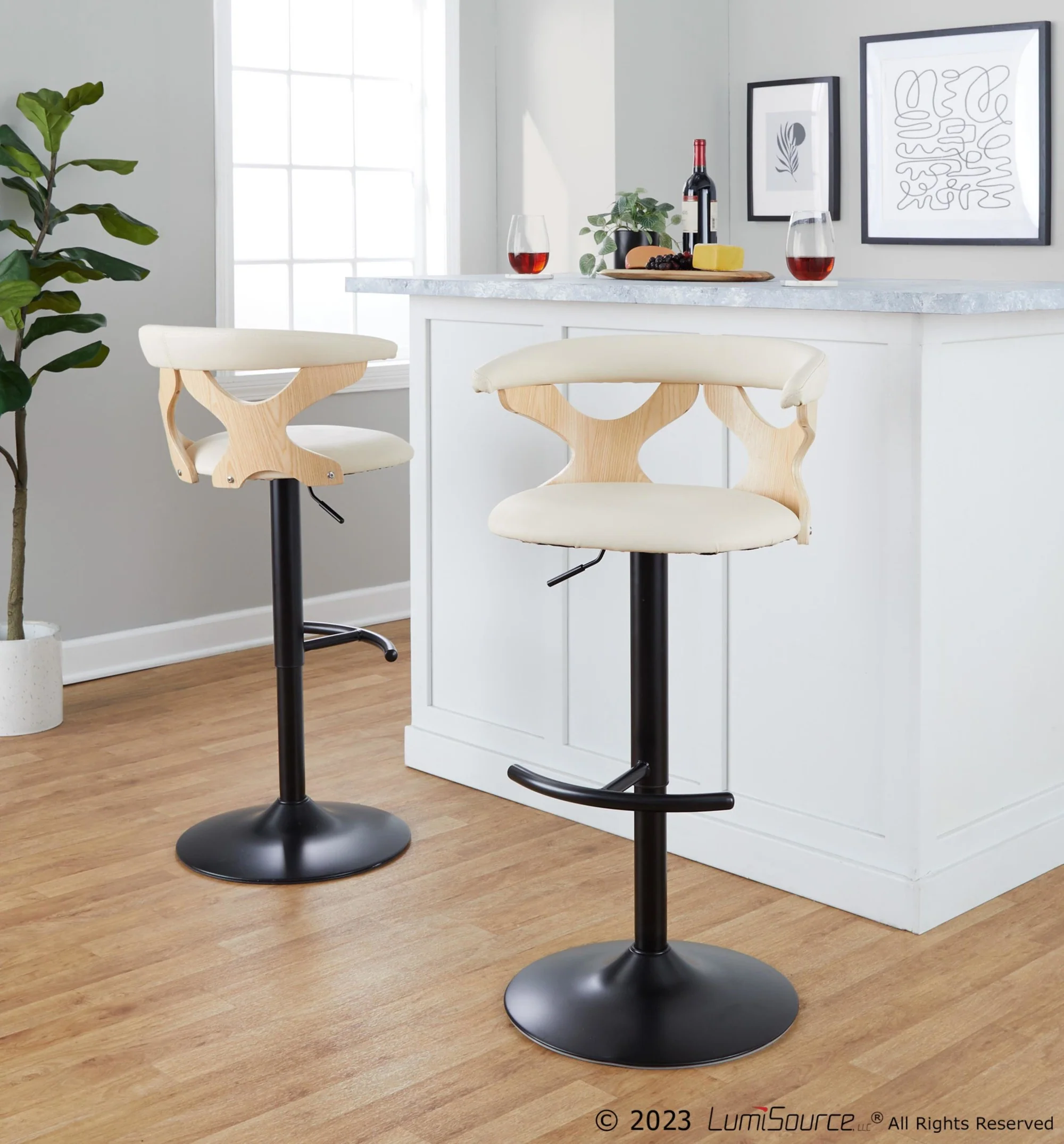 Gardenia Adjustable Barstool - Set of 2 By LumiSource - BS-GARDPU-RT2 BKNACR2 - Image 3