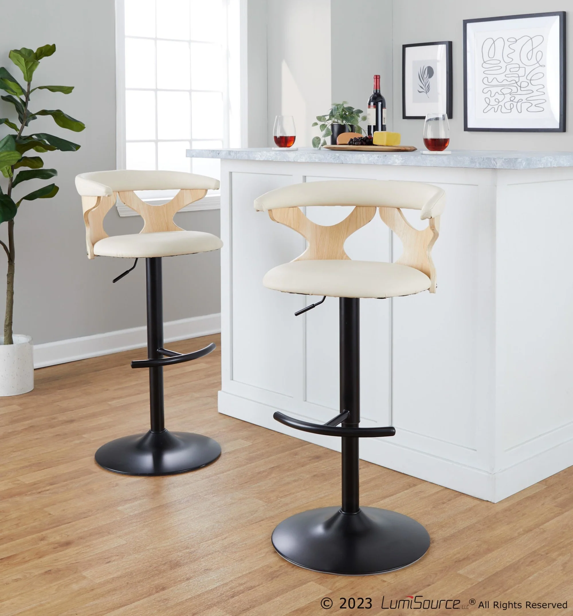 Gardenia Adjustable Barstool - Set of 2 By LumiSource - BS-GARDPU-RT2 BKNACR2 - Image 4