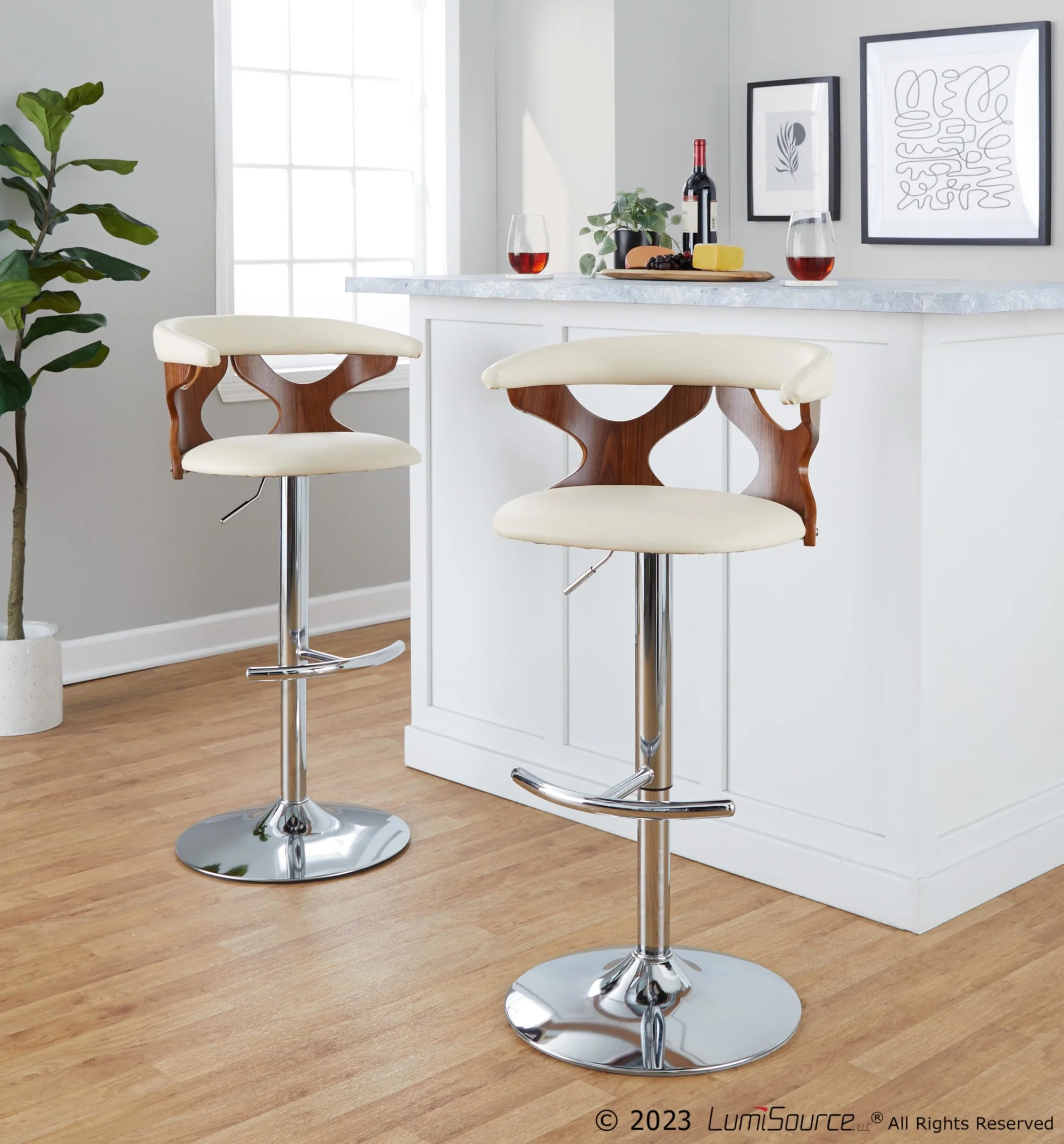 Gardenia Adjustable Barstool - Set of 2 By LumiSource - BS-GARDPU-RT2 CHRNACR2 - Image 13