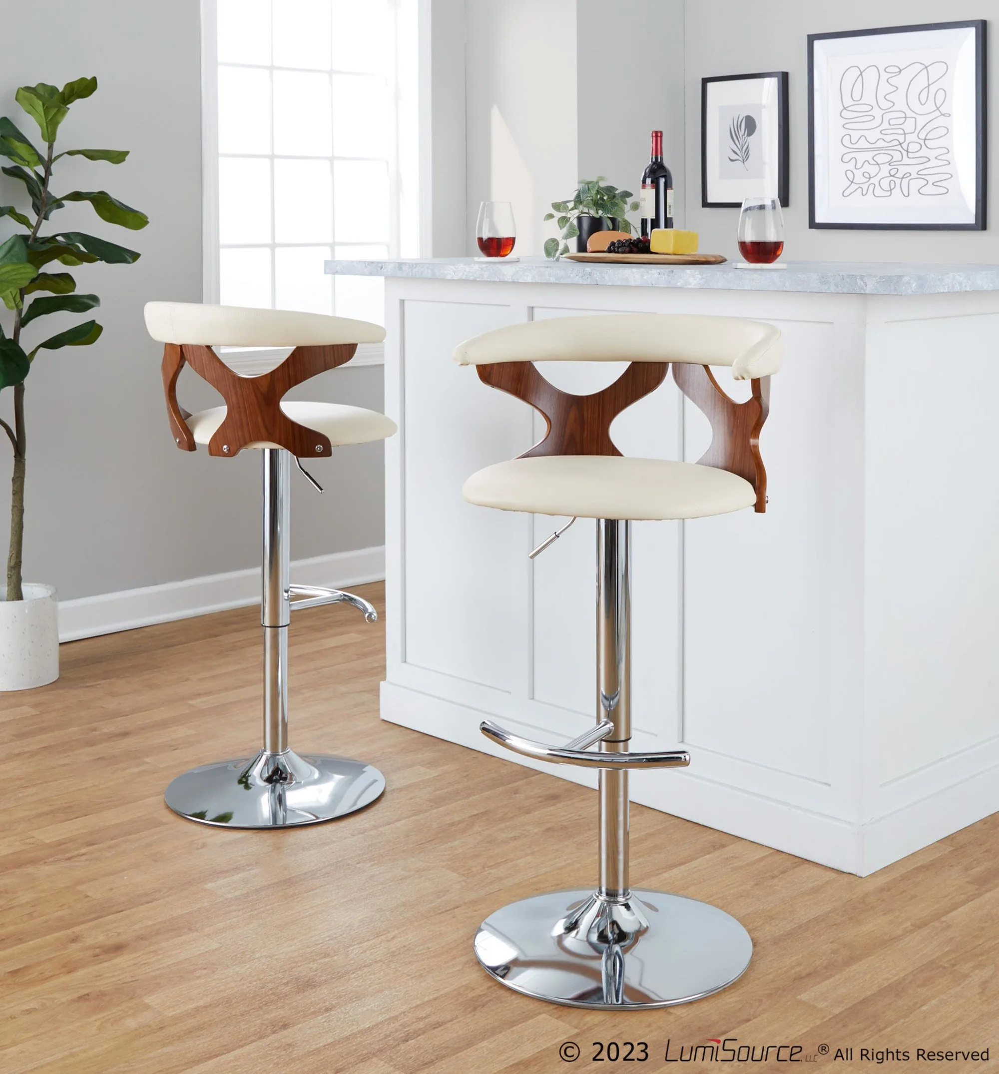 Gardenia Adjustable Barstool - Set of 2 By LumiSource - BS-GARDPU-RT2 CHRNACR2 - Image 14