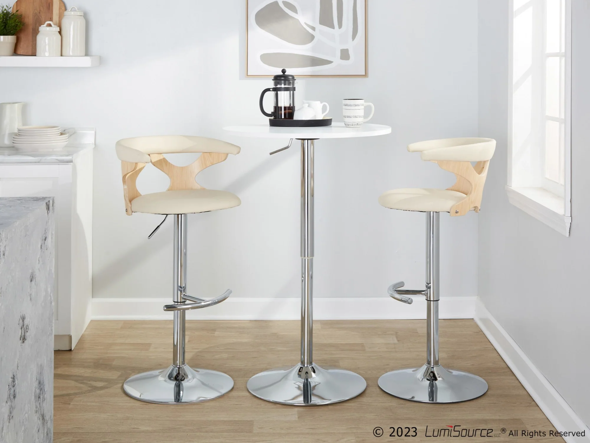Gardenia Adjustable Barstool - Set of 2 By LumiSource - BS-GARDPU-RT2 CHRNACR2 - Image 2