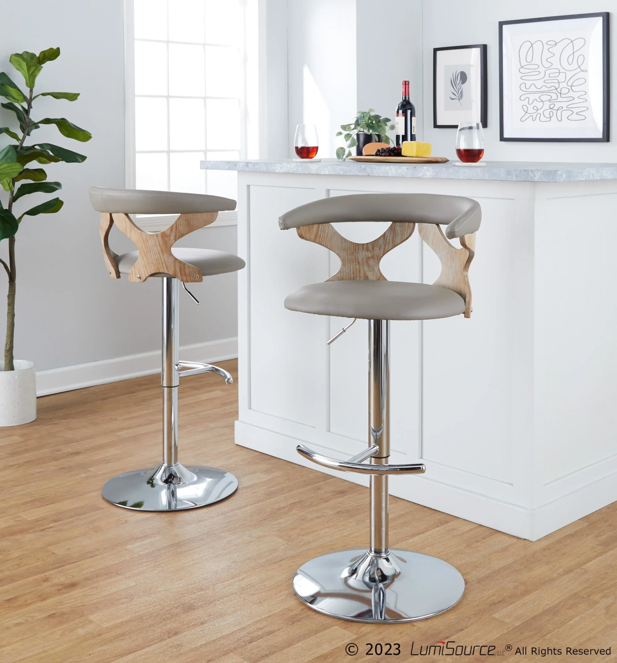 Gardenia Adjustable Barstool - Set of 2 By LumiSource - BS-GARDPU-RT2 CHRNACR2 - Image 21