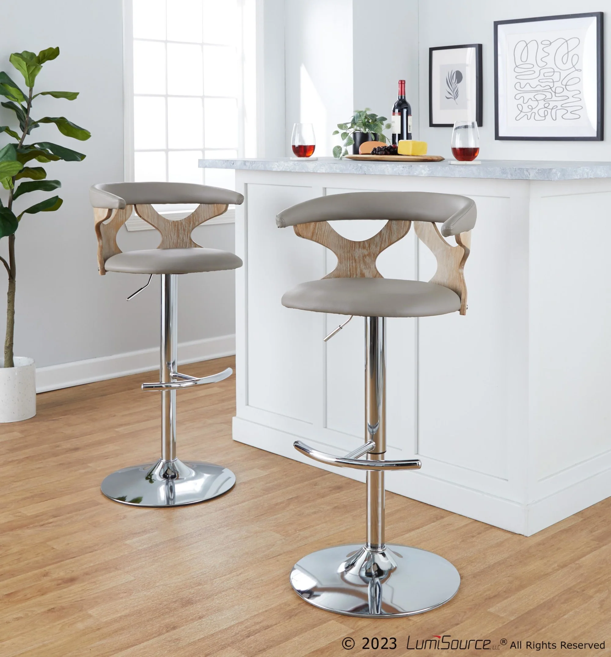 Gardenia Adjustable Barstool - Set of 2 By LumiSource - BS-GARDPU-RT2 CHRNACR2 - Image 22