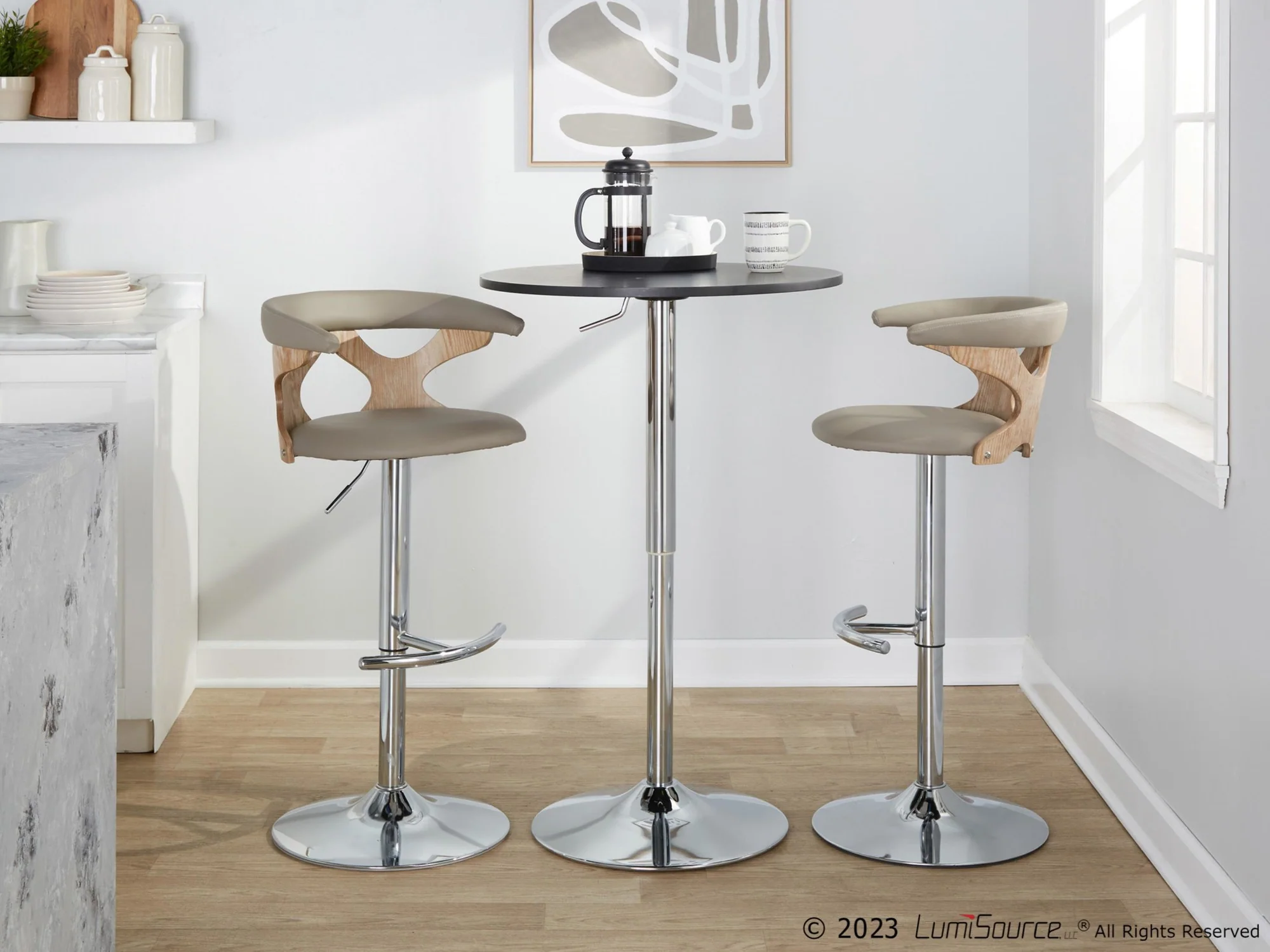 Gardenia Adjustable Barstool - Set of 2 By LumiSource - BS-GARDPU-RT2 CHRNACR2 - Image 24