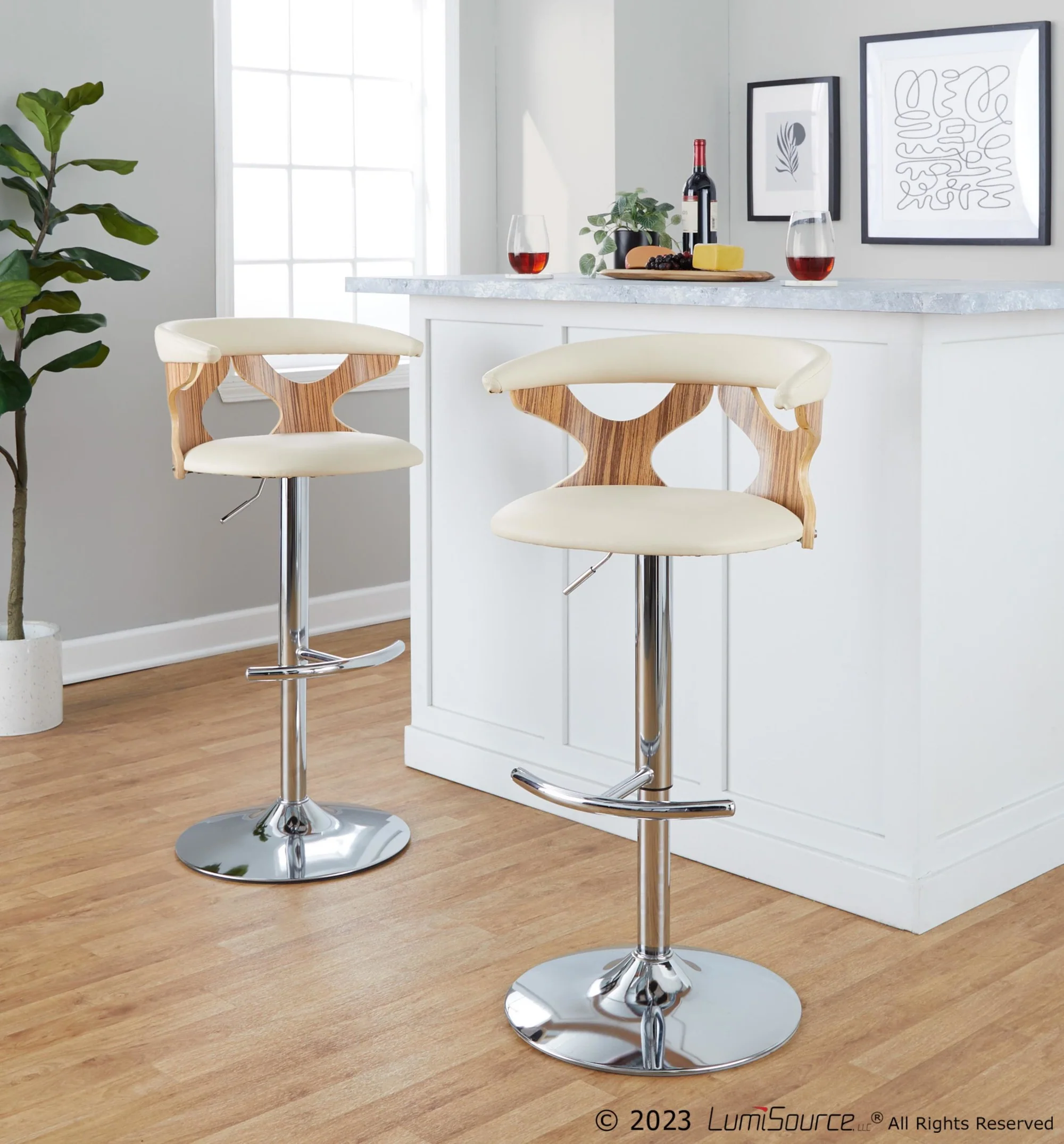 Gardenia Adjustable Barstool - Set of 2 By LumiSource - BS-GARDPU-RT2 CHRNACR2 - Image 33