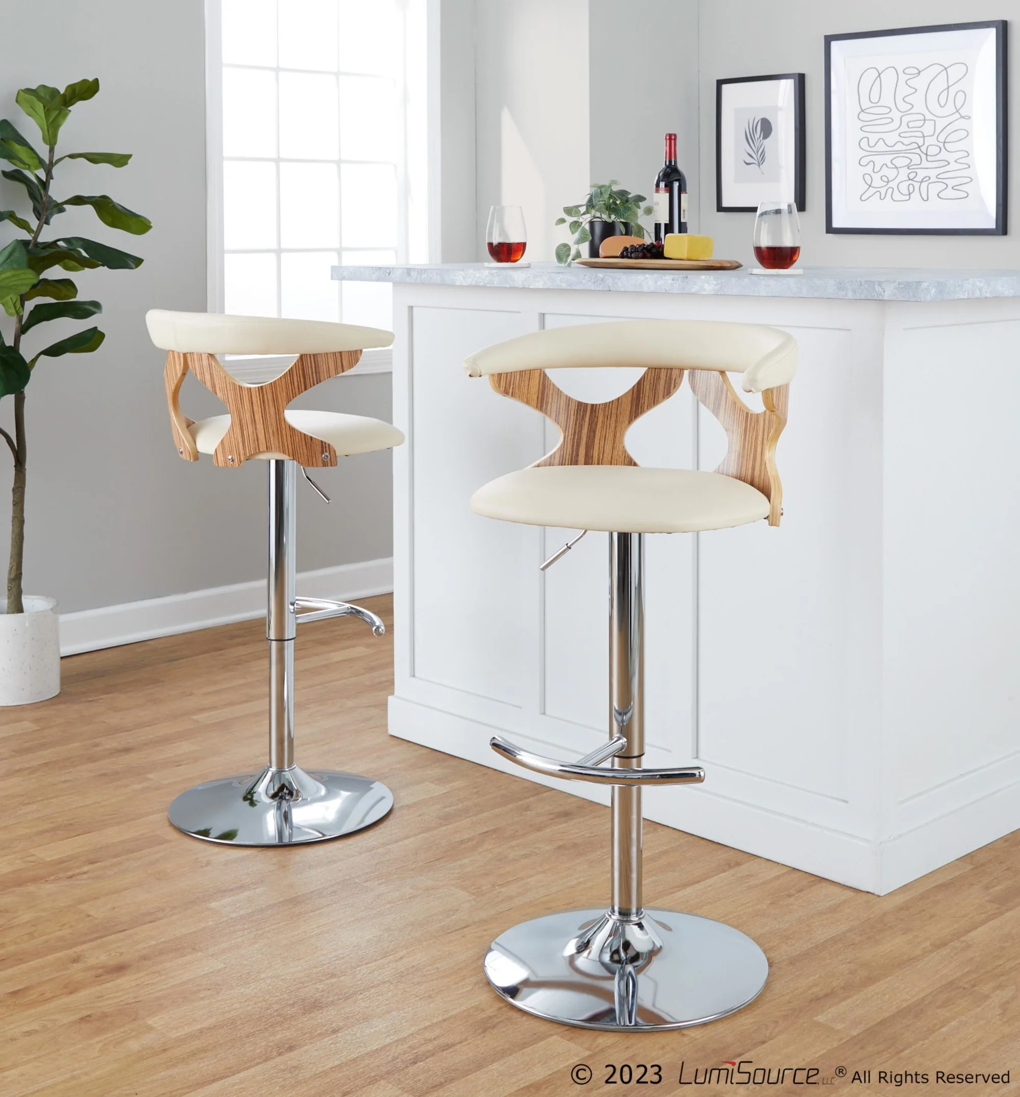 Gardenia Adjustable Barstool - Set of 2 By LumiSource - BS-GARDPU-RT2 CHRNACR2 - Image 34