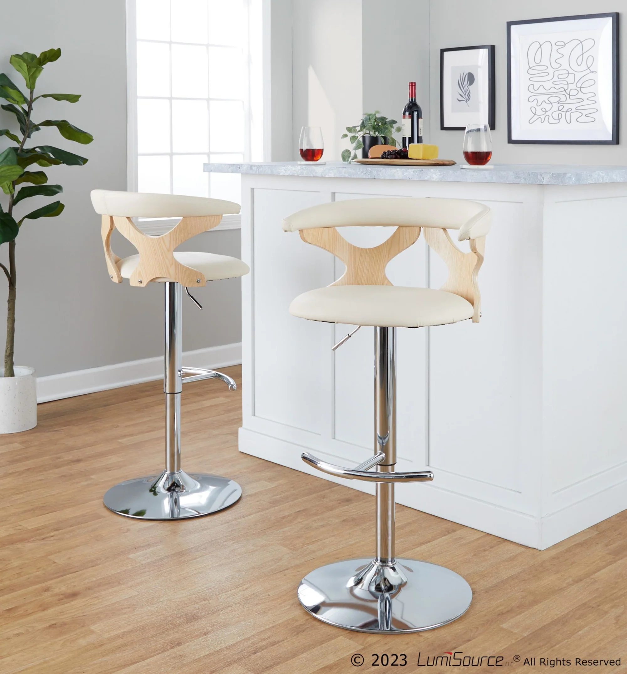 Gardenia Adjustable Barstool - Set of 2 By LumiSource - BS-GARDPU-RT2 CHRNACR2 - Image 4