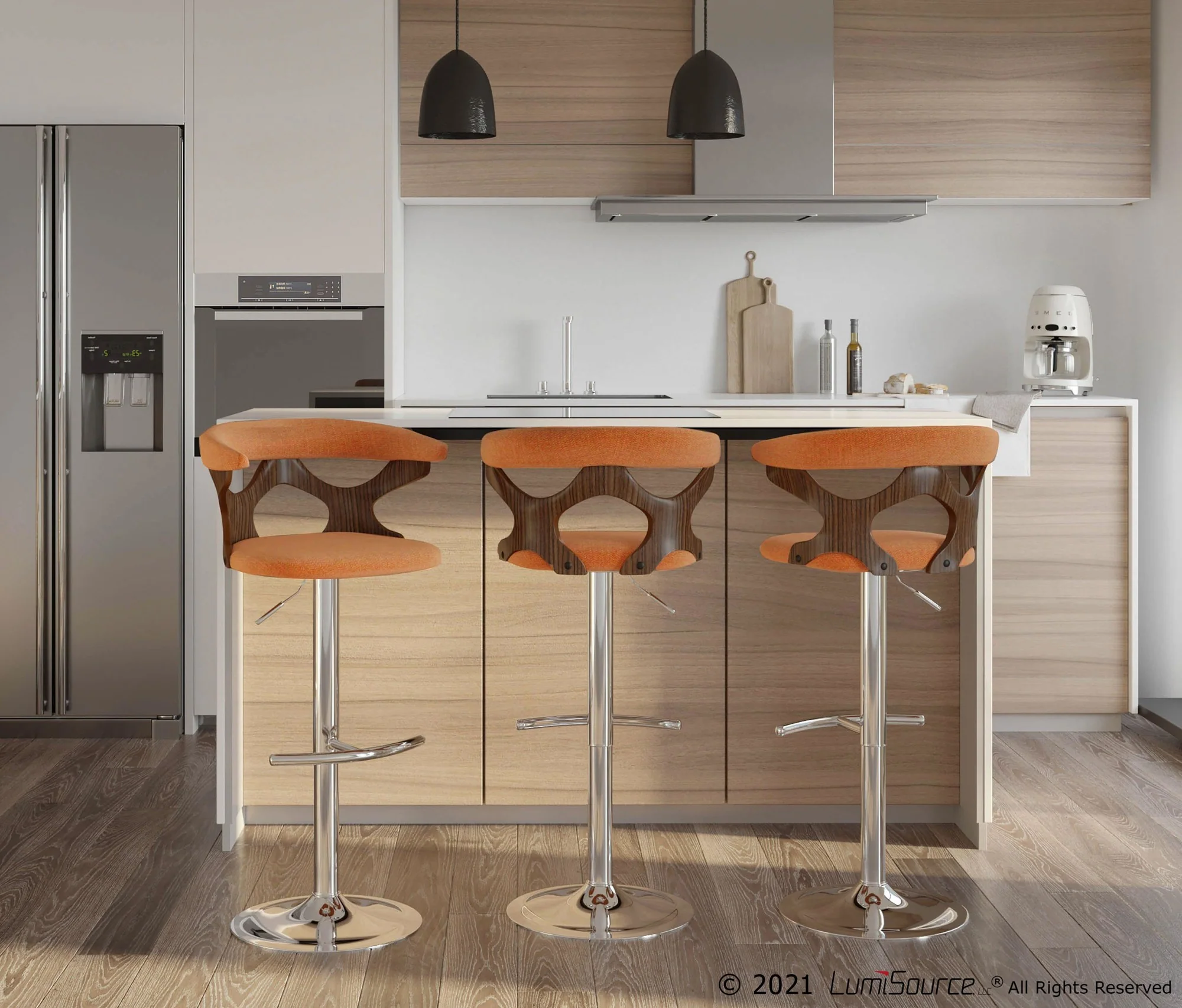 Gardenia Adjustable Barstool - Set of 2 Orange By LumiSource - Image 6