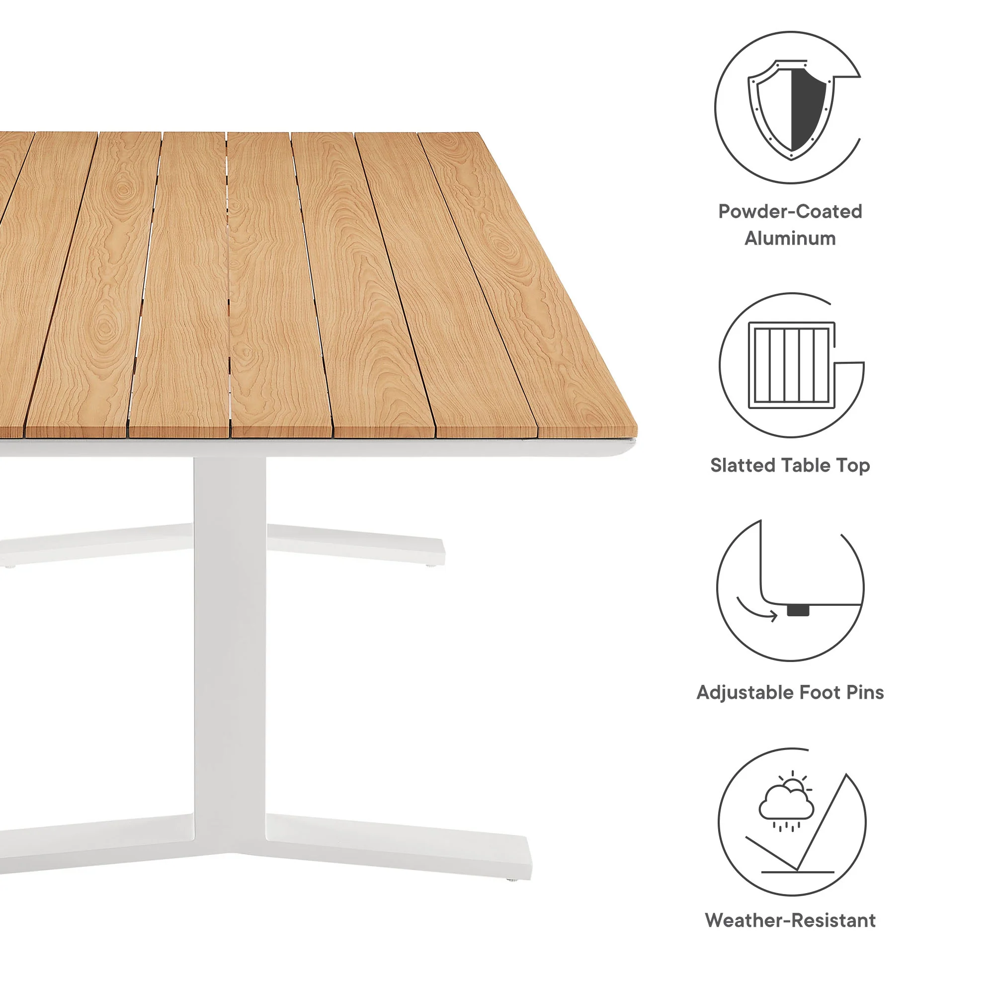 Gavelston 91" Outdoor Patio Aluminum Dining Table by Modway - Image 15