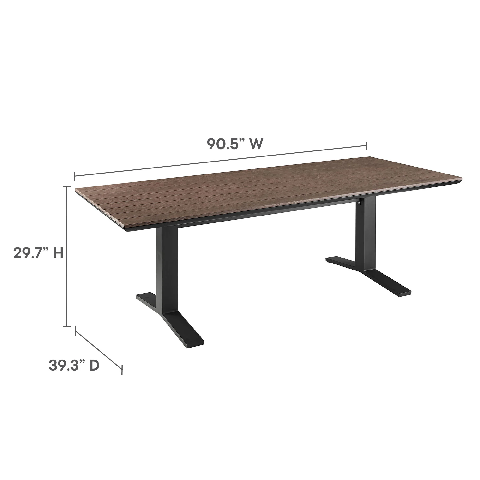 Gavelston 91" Outdoor Patio Aluminum Dining Table by Modway - Image 8