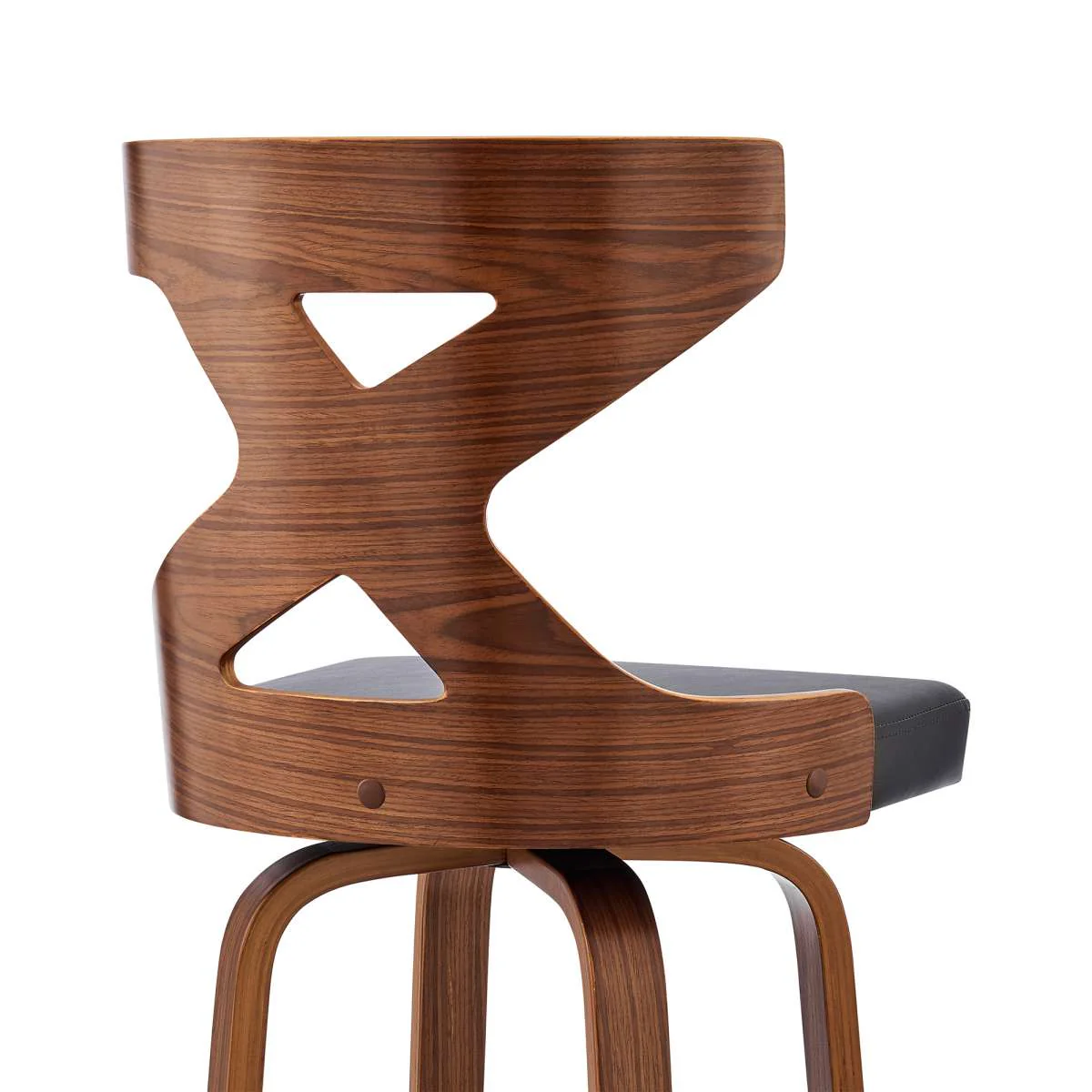 Gayle 26" Swivel Cross Back Grey Faux Leather and Walnut Wood Bar Stool By Armen Living - Image 7