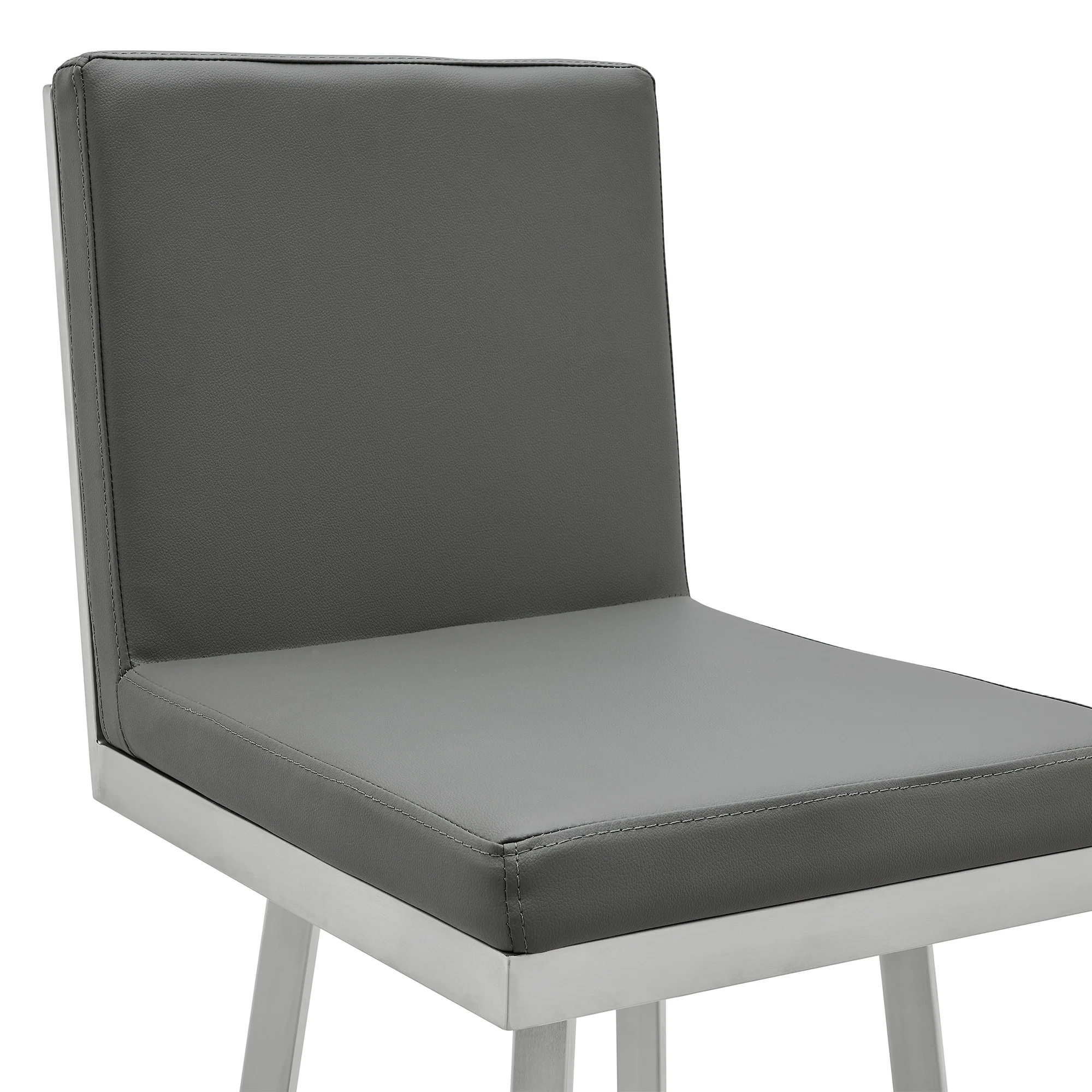 Gem 30" Swivel Modern Metal and Gray Faux Leather Bar and Counter Stool By Armen Living - Image 5