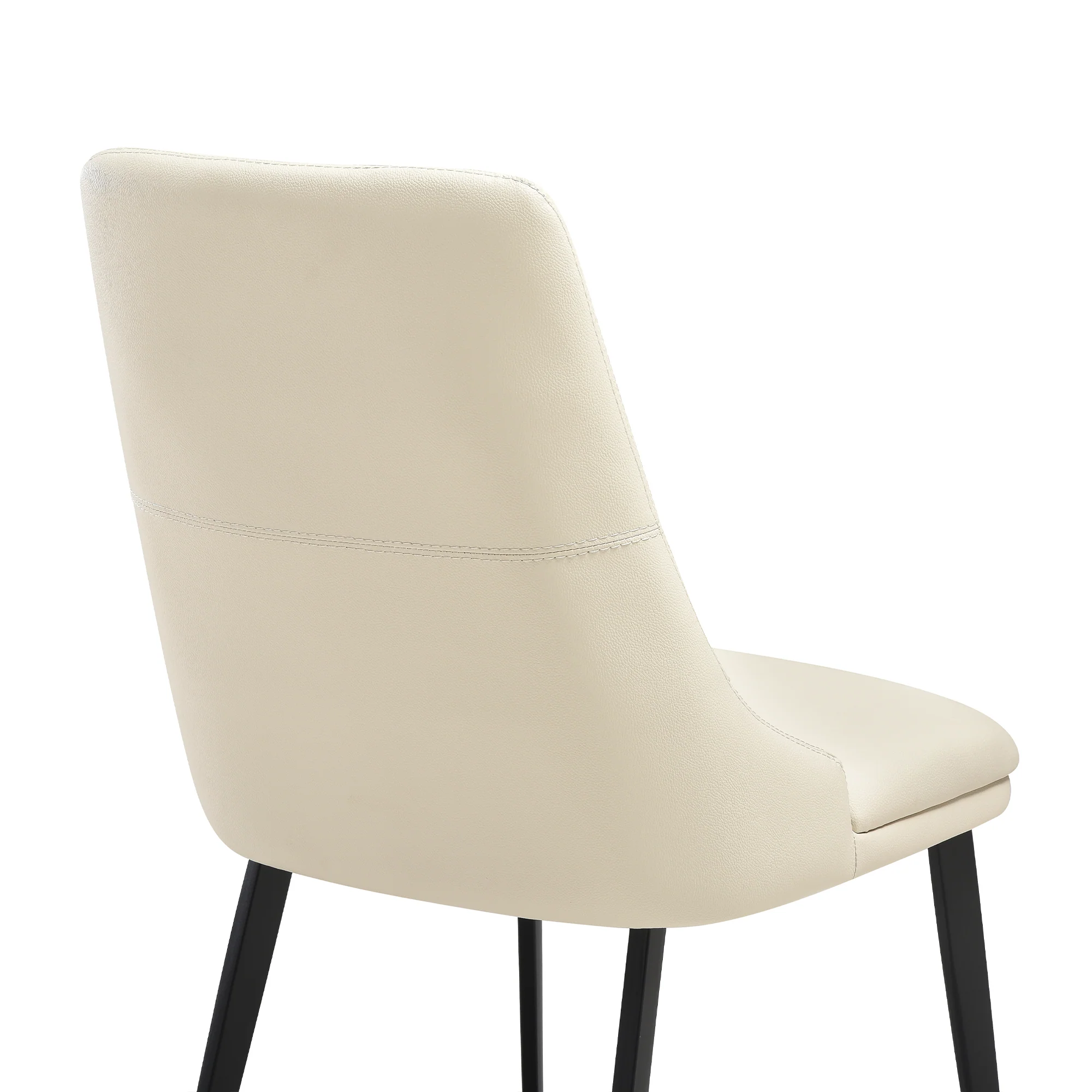 Genesis Upholstered Dining Chair in Beige Faux Leather with Black Metal Legs - Set of 2 By Armen Living - Image 11