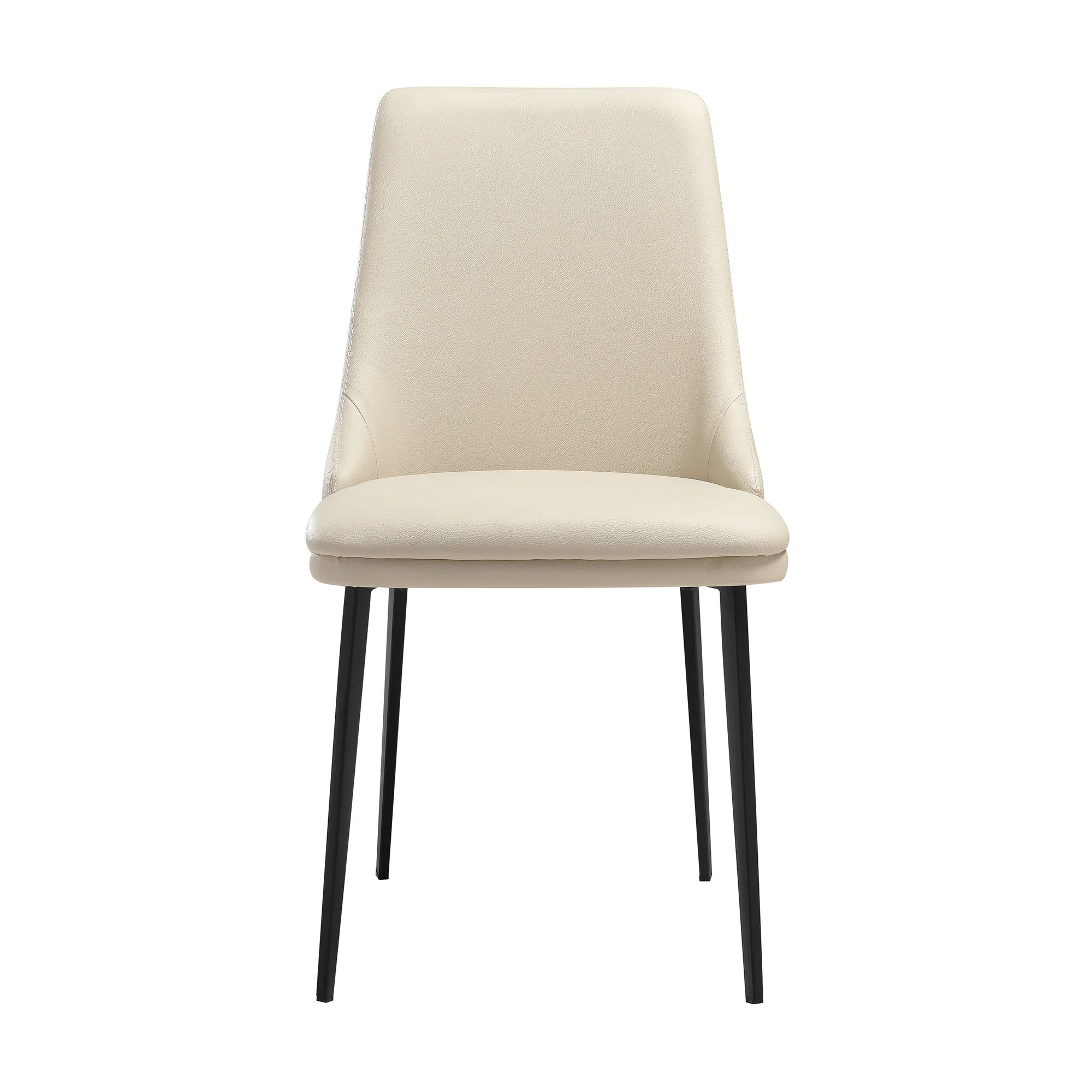 Genesis Upholstered Dining Chair in Beige Faux Leather with Black Metal Legs - Set of 2 By Armen Living - Image 5